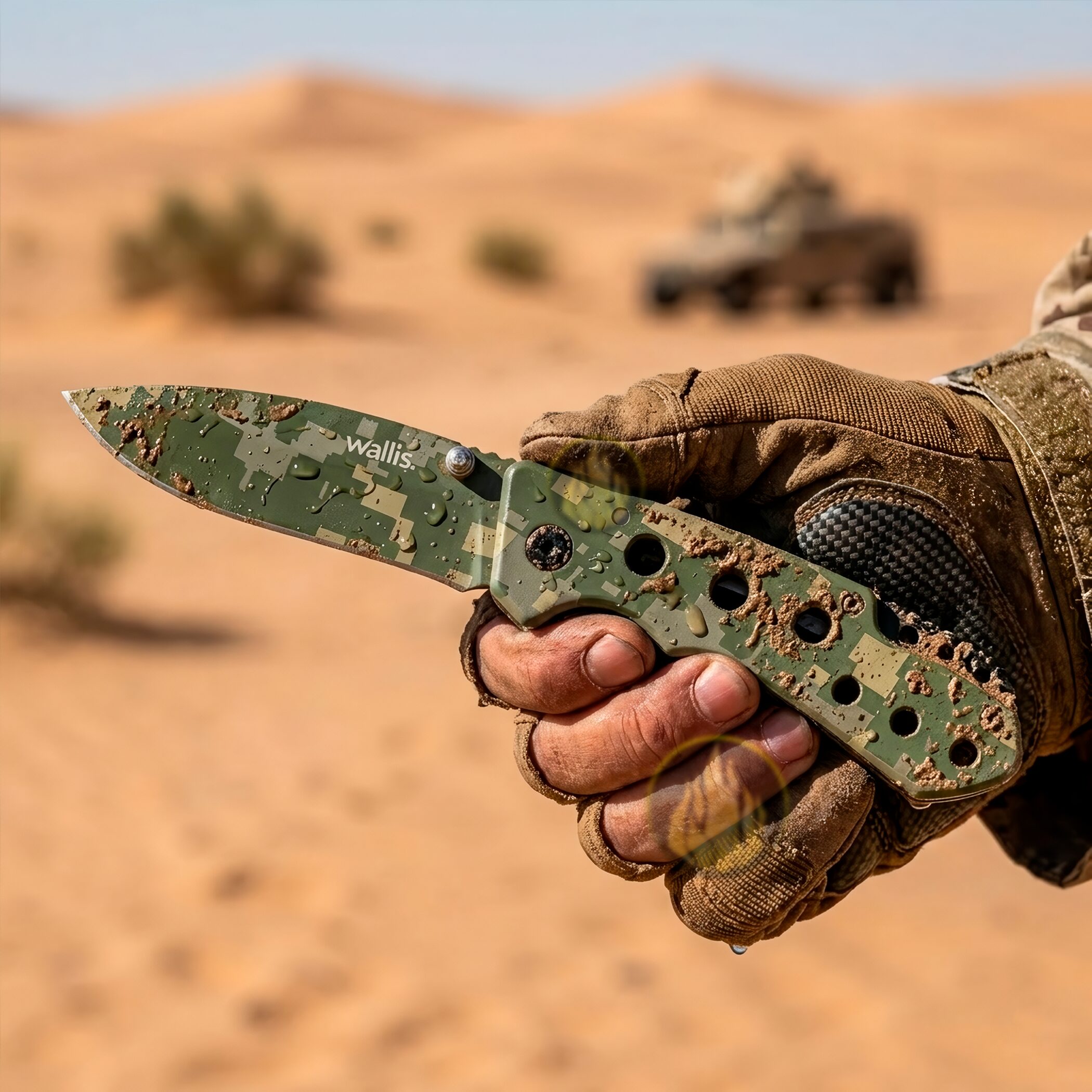 Navaja de Uso Rudo Militar Camuflaje Verde Clip Caza Wallis - Imagen 6