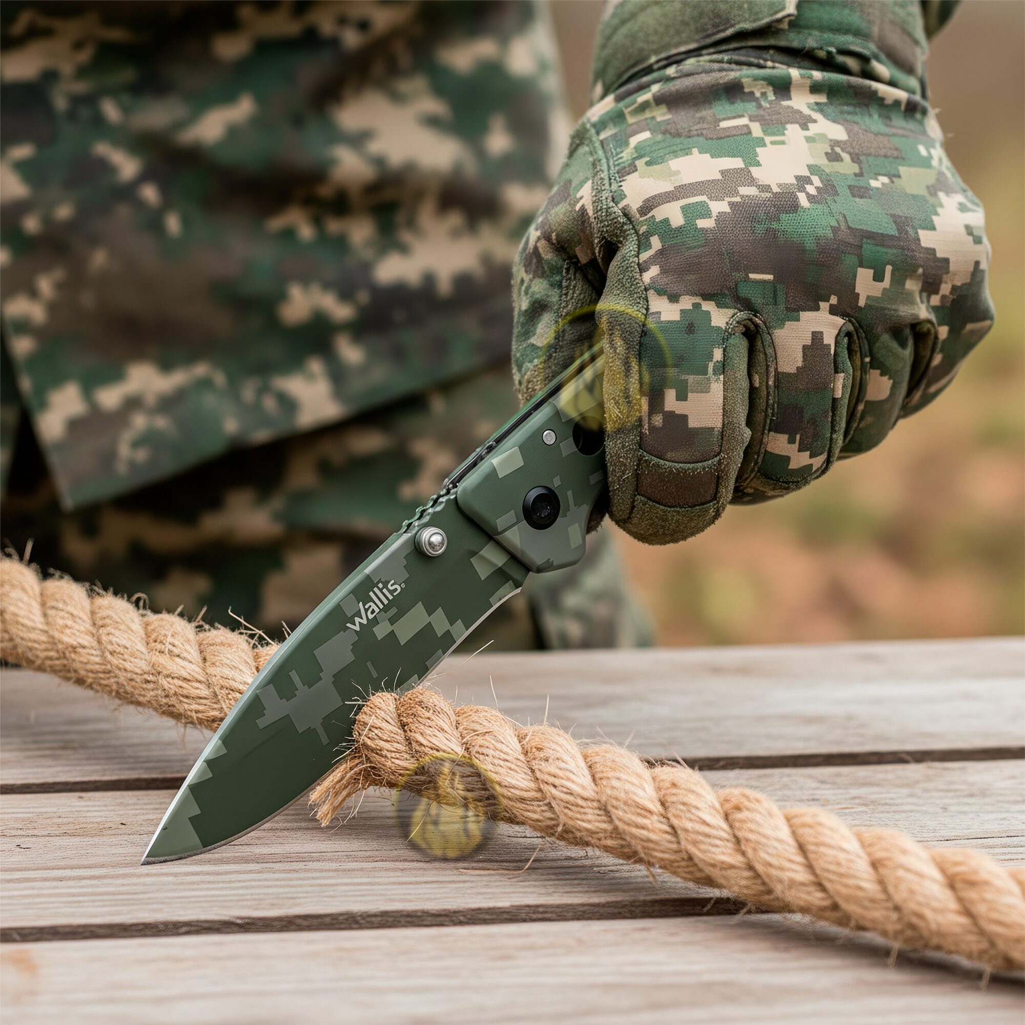 Navaja de Uso Rudo Militar Camuflaje Verde Clip Caza Wallis - Imagen 8