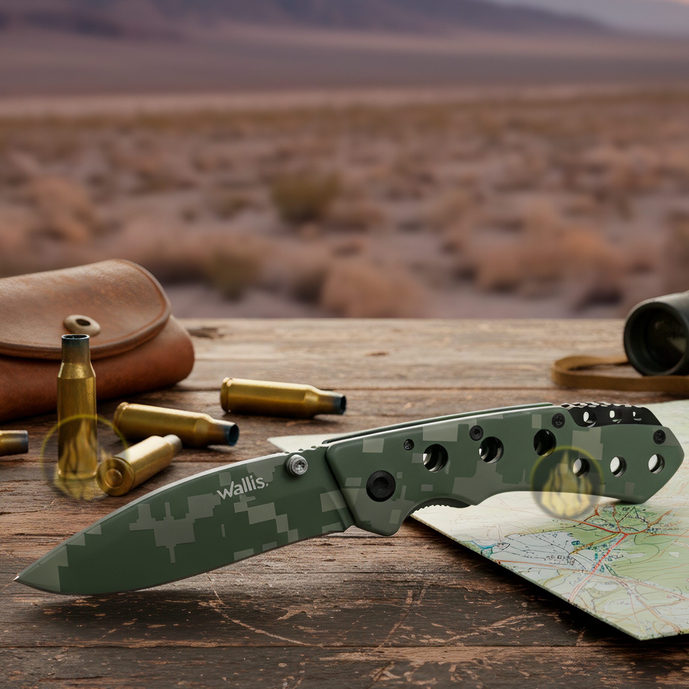 Navaja de Uso Rudo Militar Camuflaje Verde Clip Caza Wallis - Imagen 7