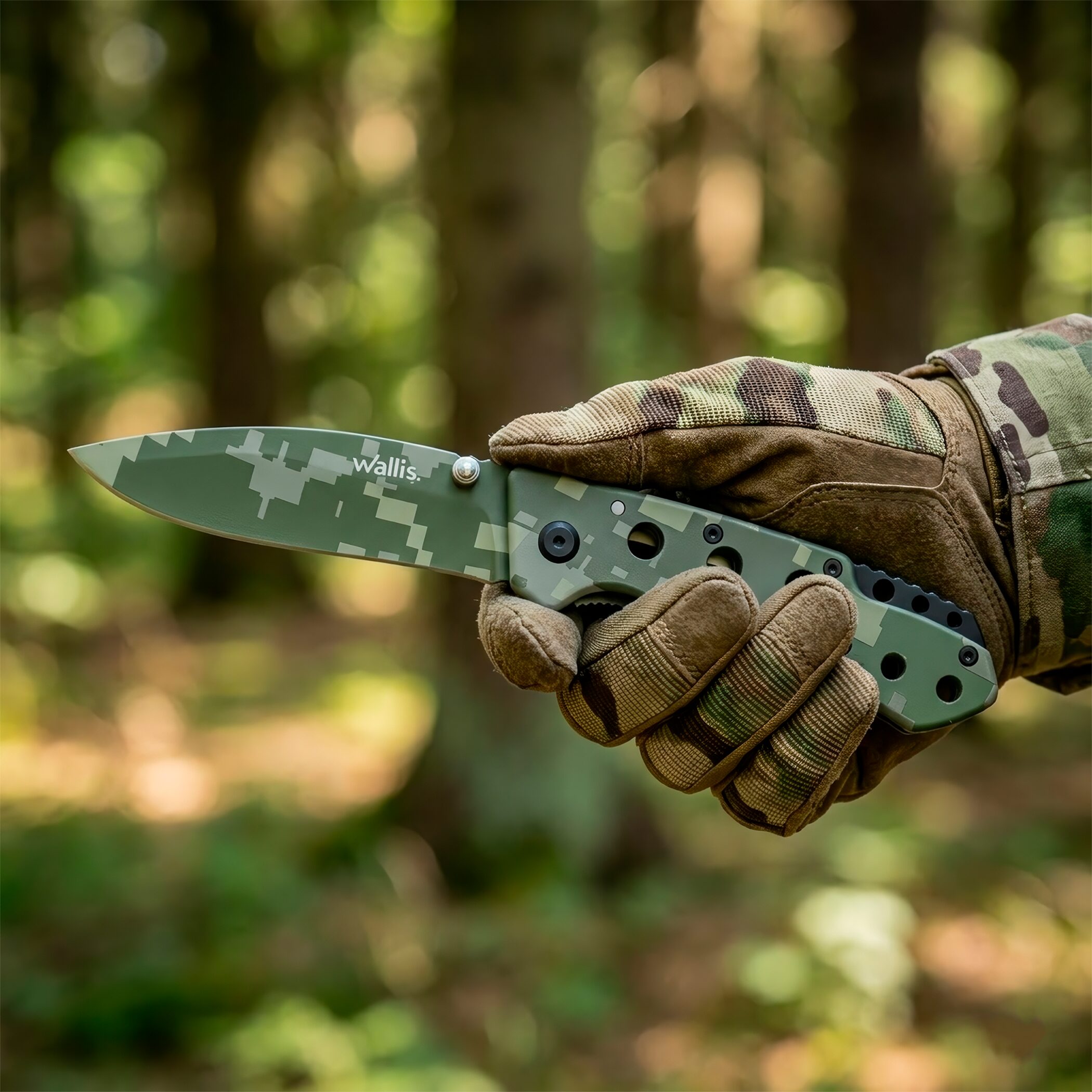 Navaja de Uso Rudo Militar Camuflaje Verde Clip Caza Wallis - Imagen 10