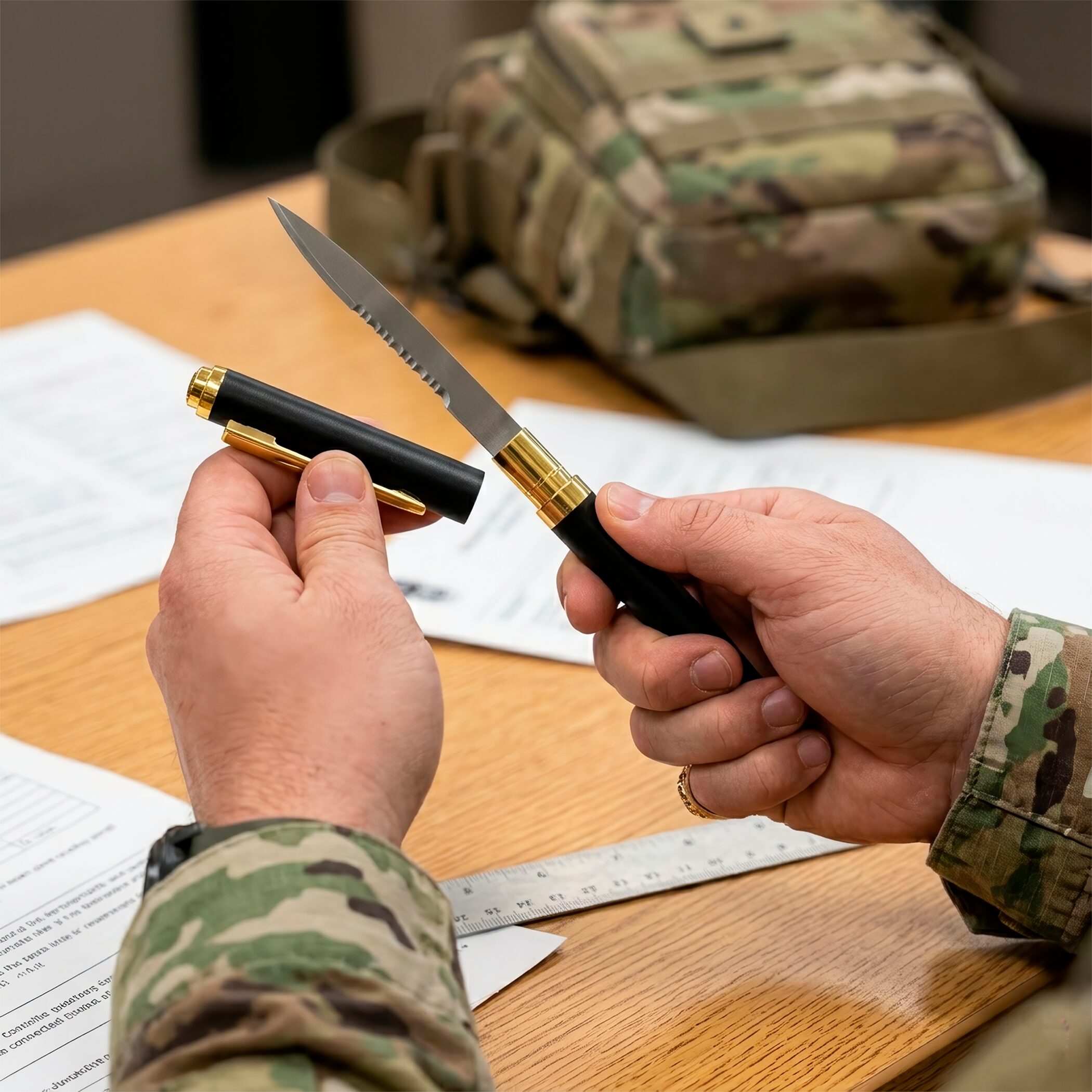 Pluma Boligrafo Defensa Personal Blades USA con daga oculta y hoja de acero inoxidable modelo 5002BA