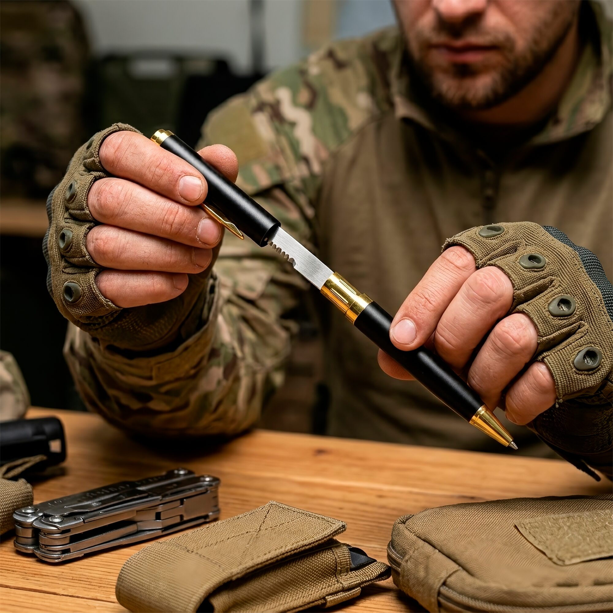 Pluma Boligrafo Defensa Personal Blades USA con daga oculta y hoja de acero inoxidable modelo 5002BA