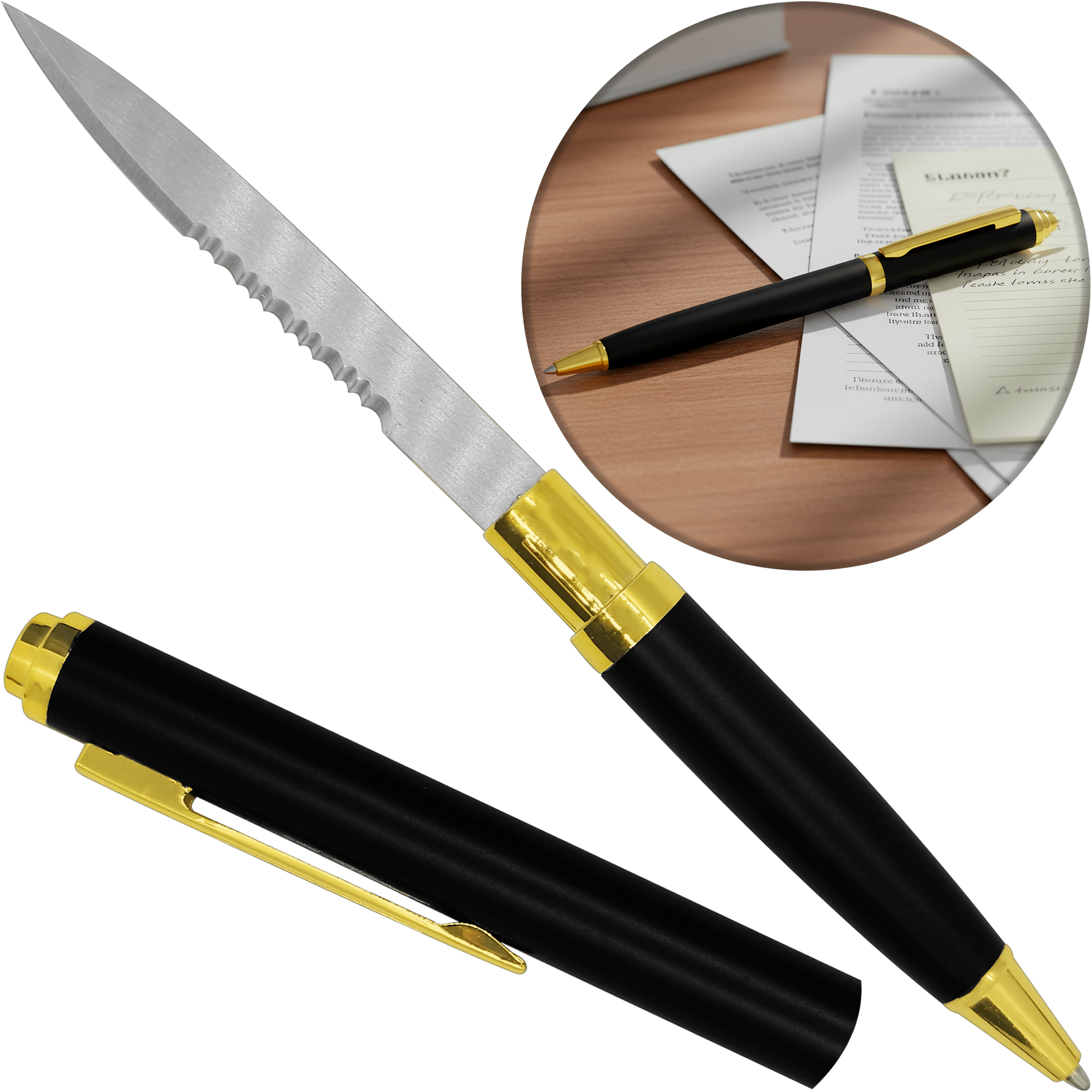 Pluma Boligrafo Defensa Personal Blades USA con daga oculta y hoja de acero inoxidable modelo 5002BA