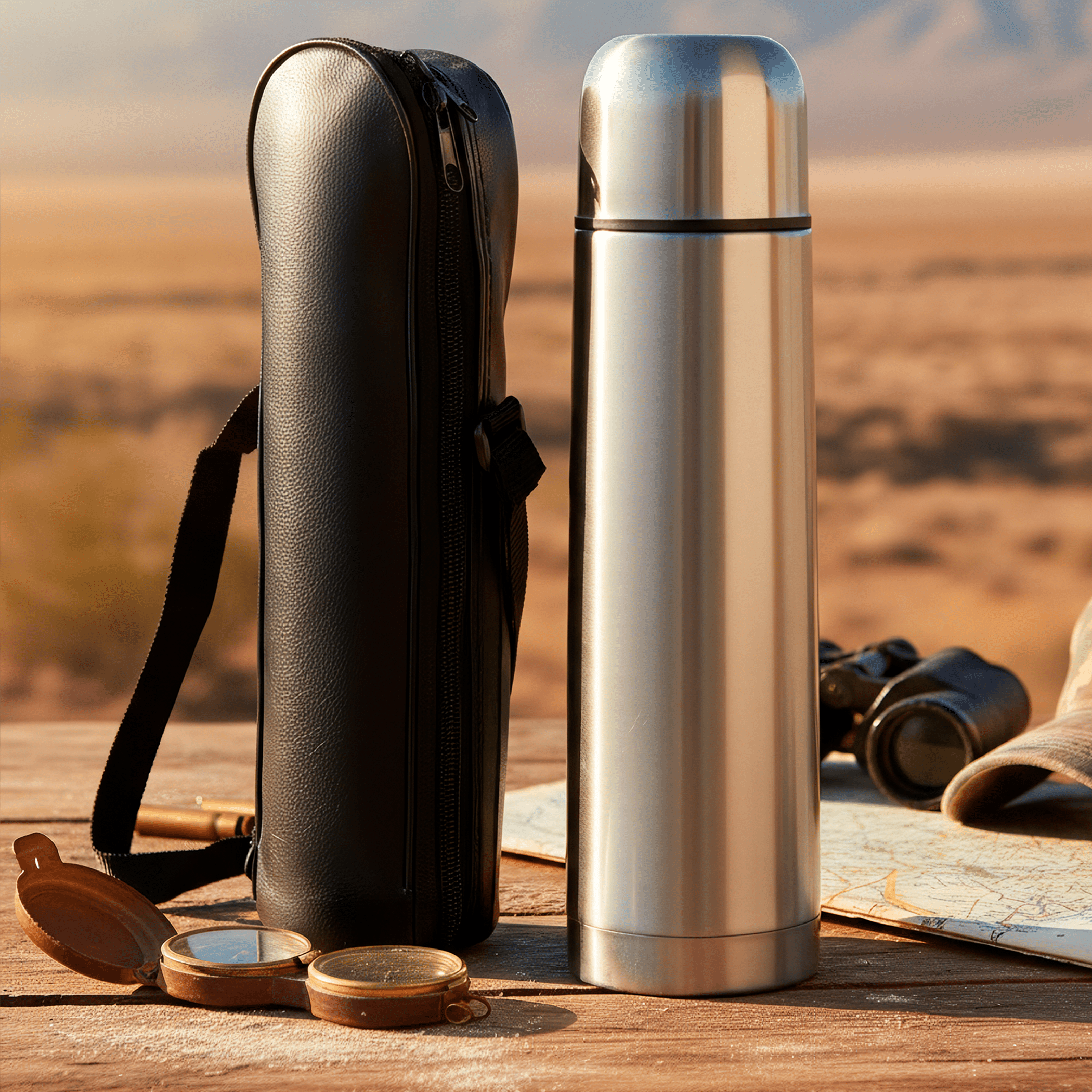 Termo Botella Acero Inoxidable Wallis 500 ml con doble capa térmica y funda negra protectora modelo F2890639.