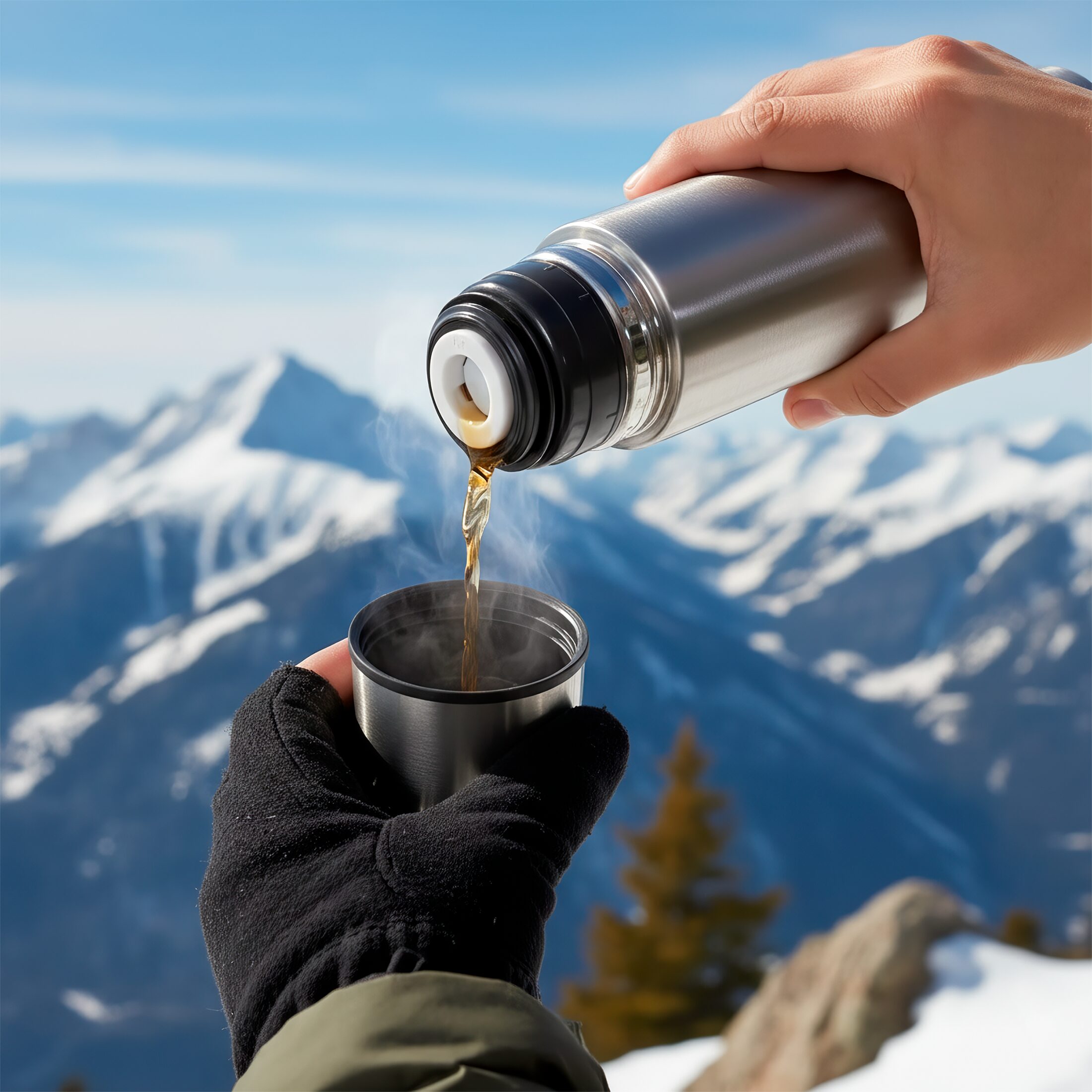 Termo Botella Acero Inoxidable Wallis 500 ml con doble capa térmica y funda negra protectora modelo F2890639.