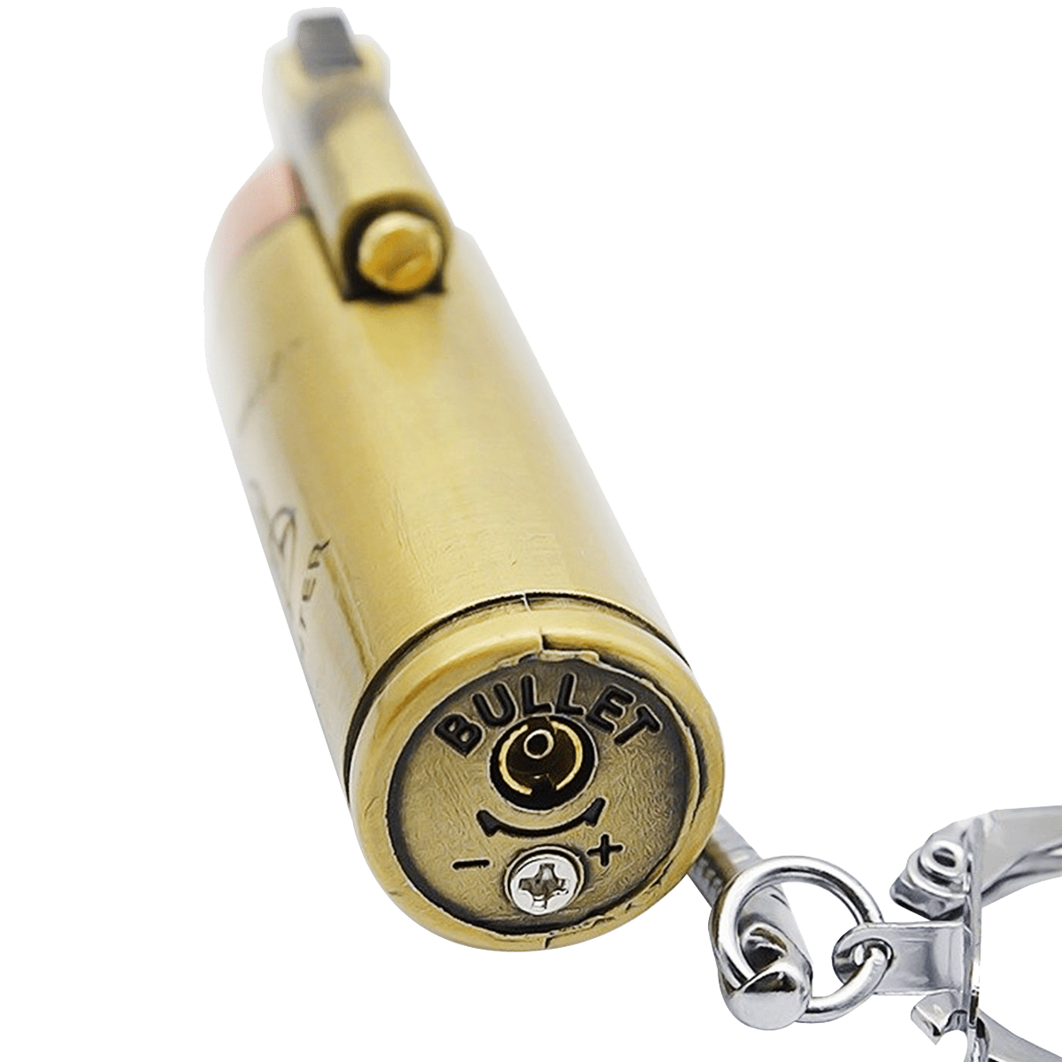 Encendedor Bala 1 Llama Recargable de acero inoxidable estilo retro con argolla para llavero