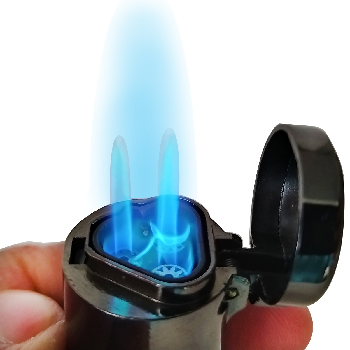 Encendedor De Soplete 3 Llamas Recargable Butano Flama - Imagen 7