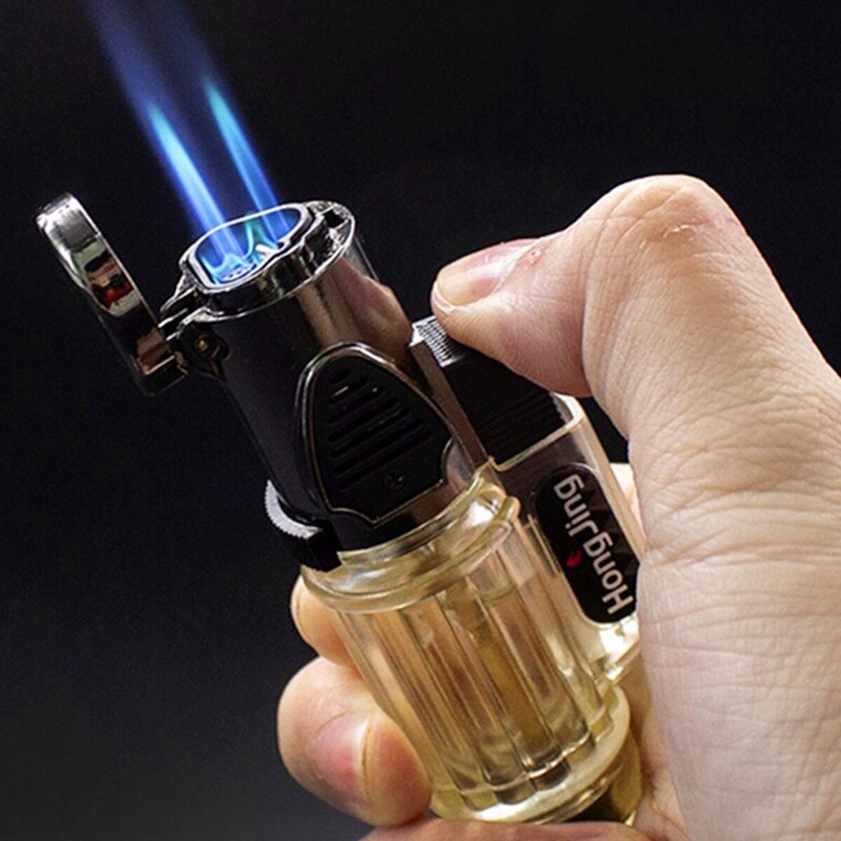 Encendedor De Soplete 3 Llamas Recargable Butano Flama - Imagen 8