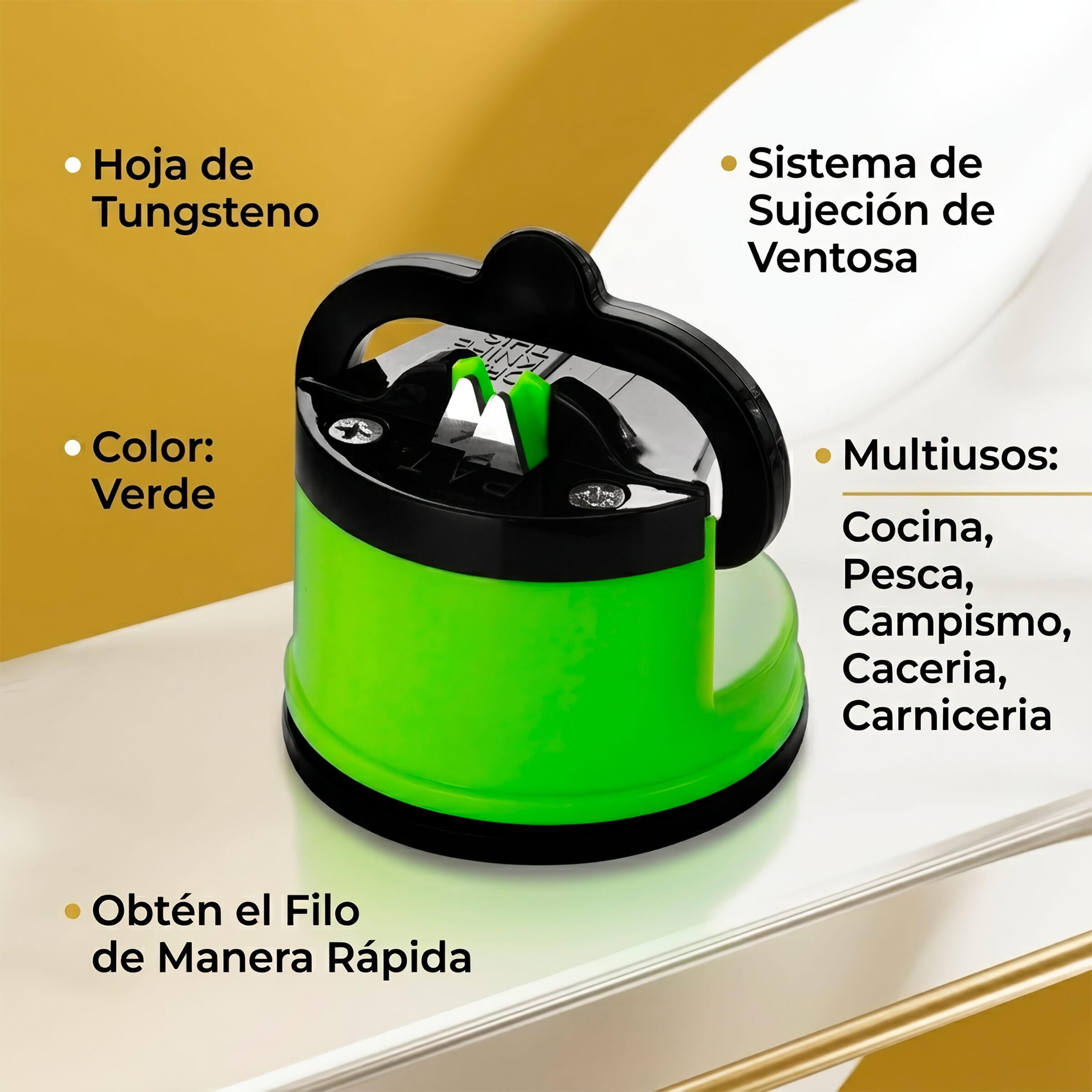 Afilador Cuchillos Y Navajas profesional con ventosa uso cocina pesca ESPECIFICACIONES