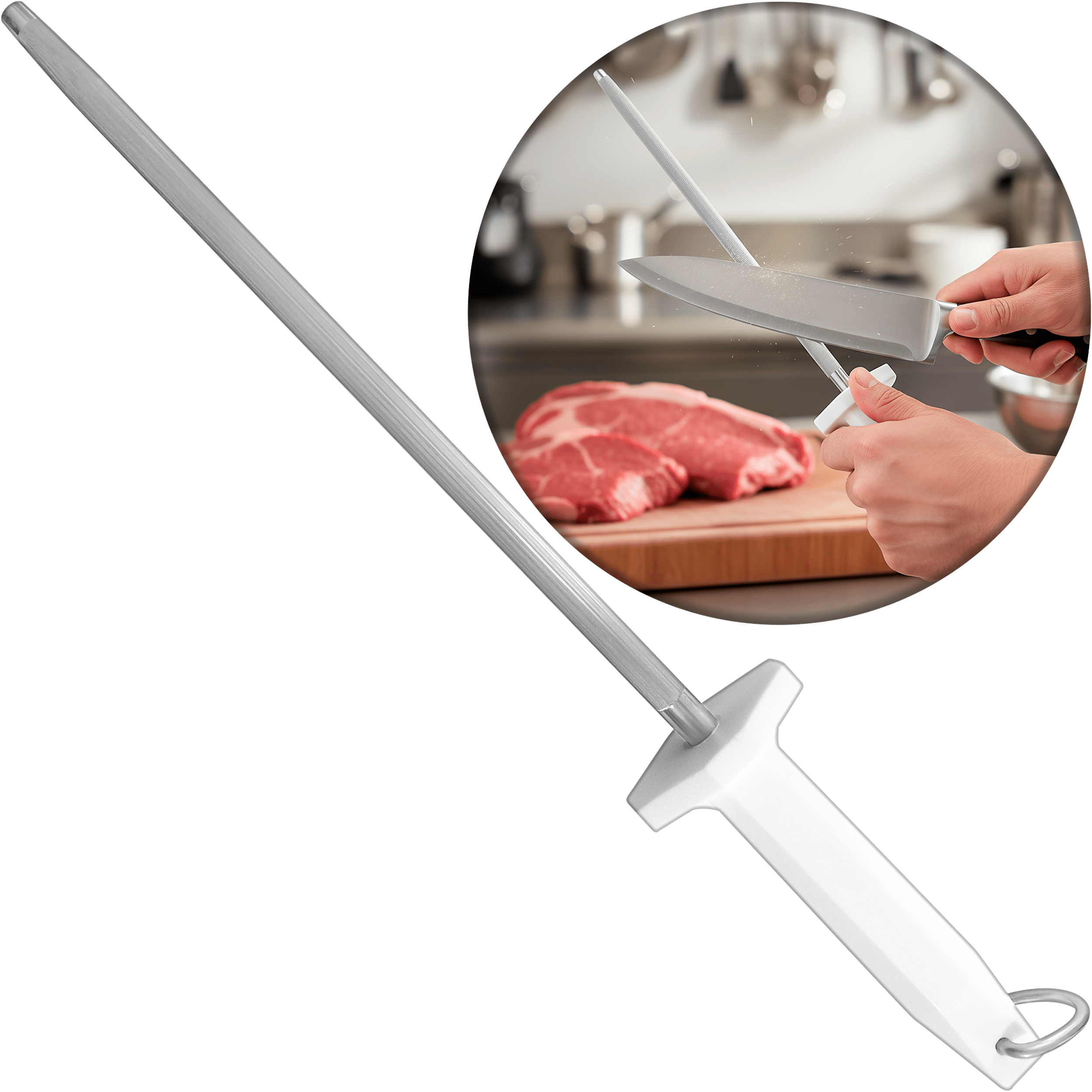 Chaira Redonda 10 Pulgadas marca Lion Tools con cuerpo de acero carbono y mango de plástico 8378