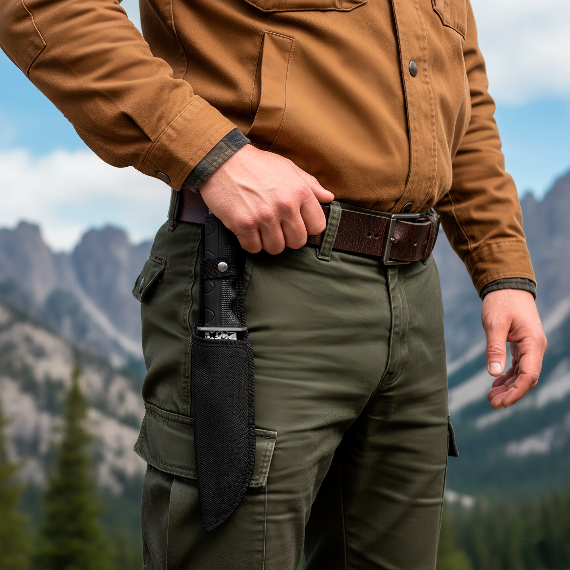 Cuchillo Curvo Caza Táctico Lion Tools acero inoxidable 420 con funda nylon persona con funda en el cinturon