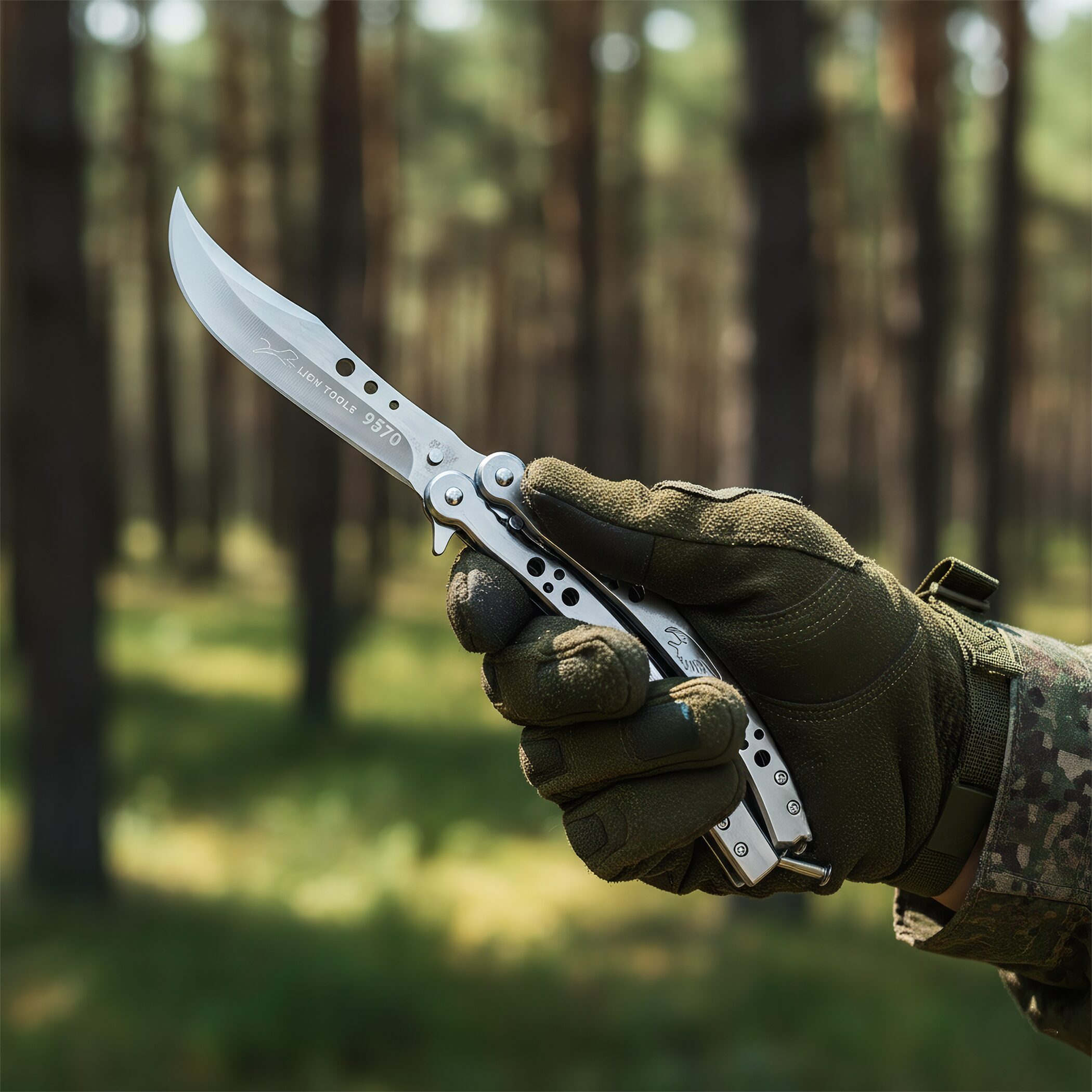 Cuchillo Navaja Mariposa Acero Lion Tools inoxidable 420 con seguro anti cierre y filo durable 9572