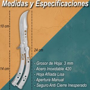 Cuchillo Navaja Mariposa Acero Lion Tools inoxidable 420 con seguro anti cierre y filo durable 9572