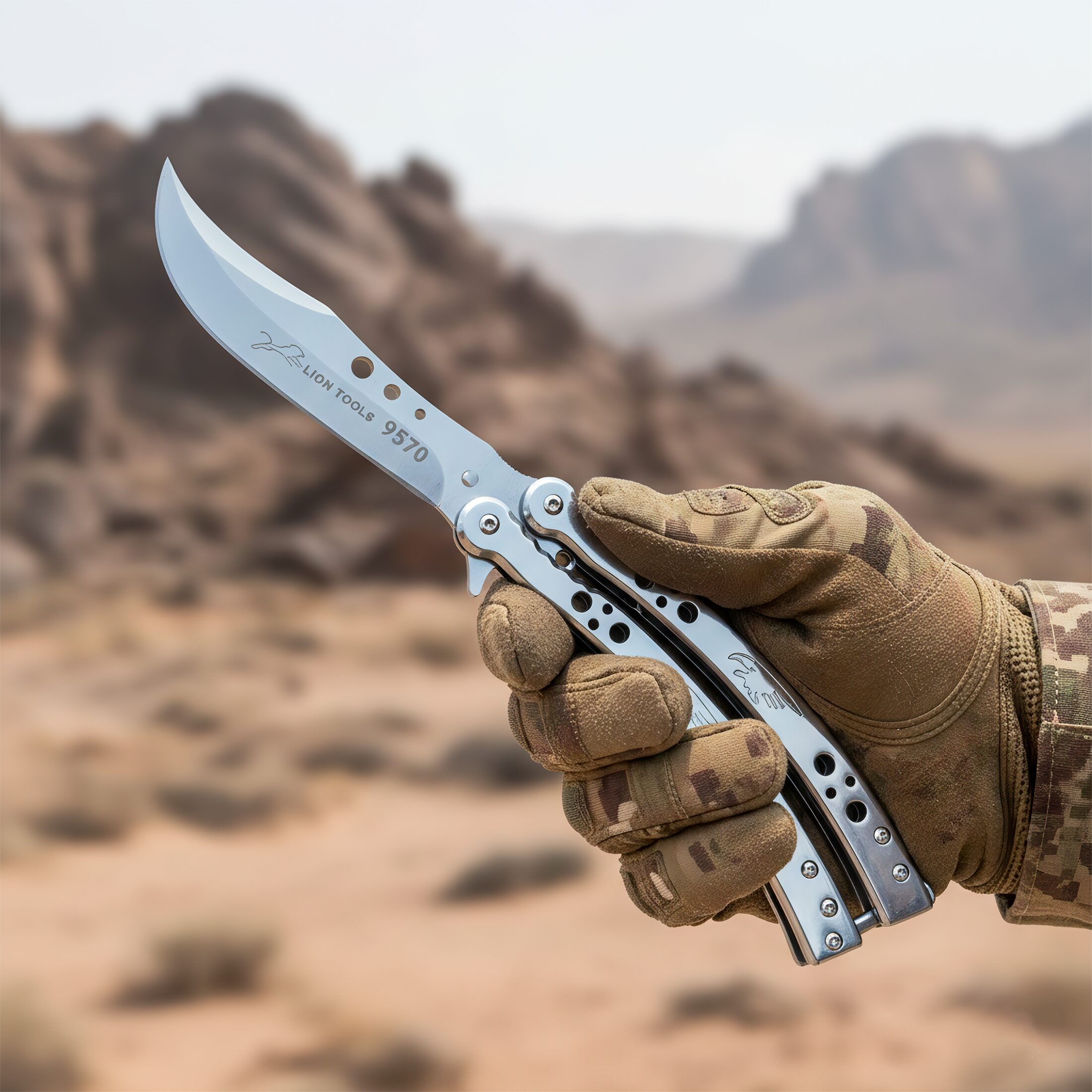 Cuchillo Navaja Mariposa Acero Lion Tools inoxidable 420 con seguro anti cierre y filo durable 9572