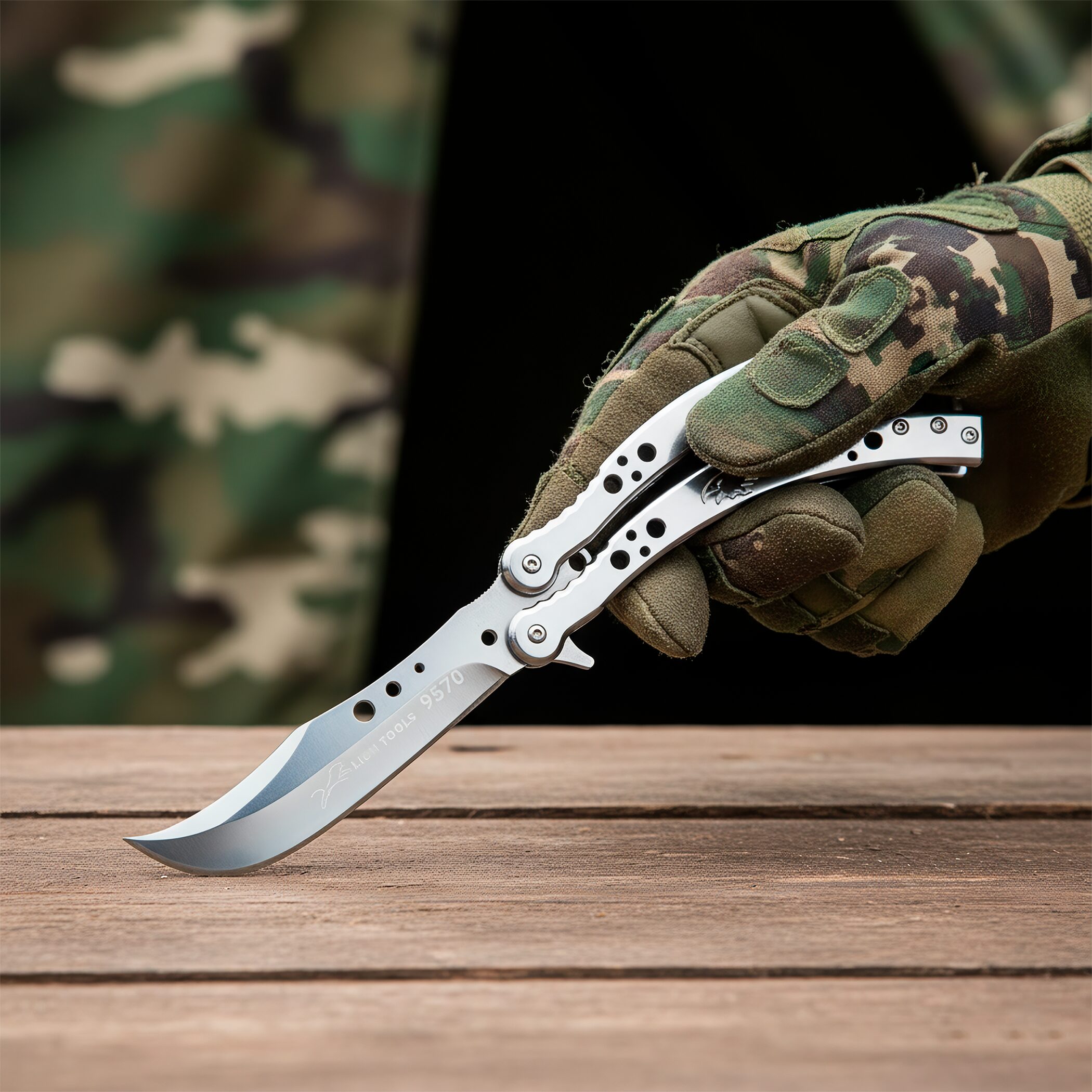 Cuchillo Navaja Mariposa Acero Lion Tools inoxidable 420 con seguro anti cierre y filo durable 9572