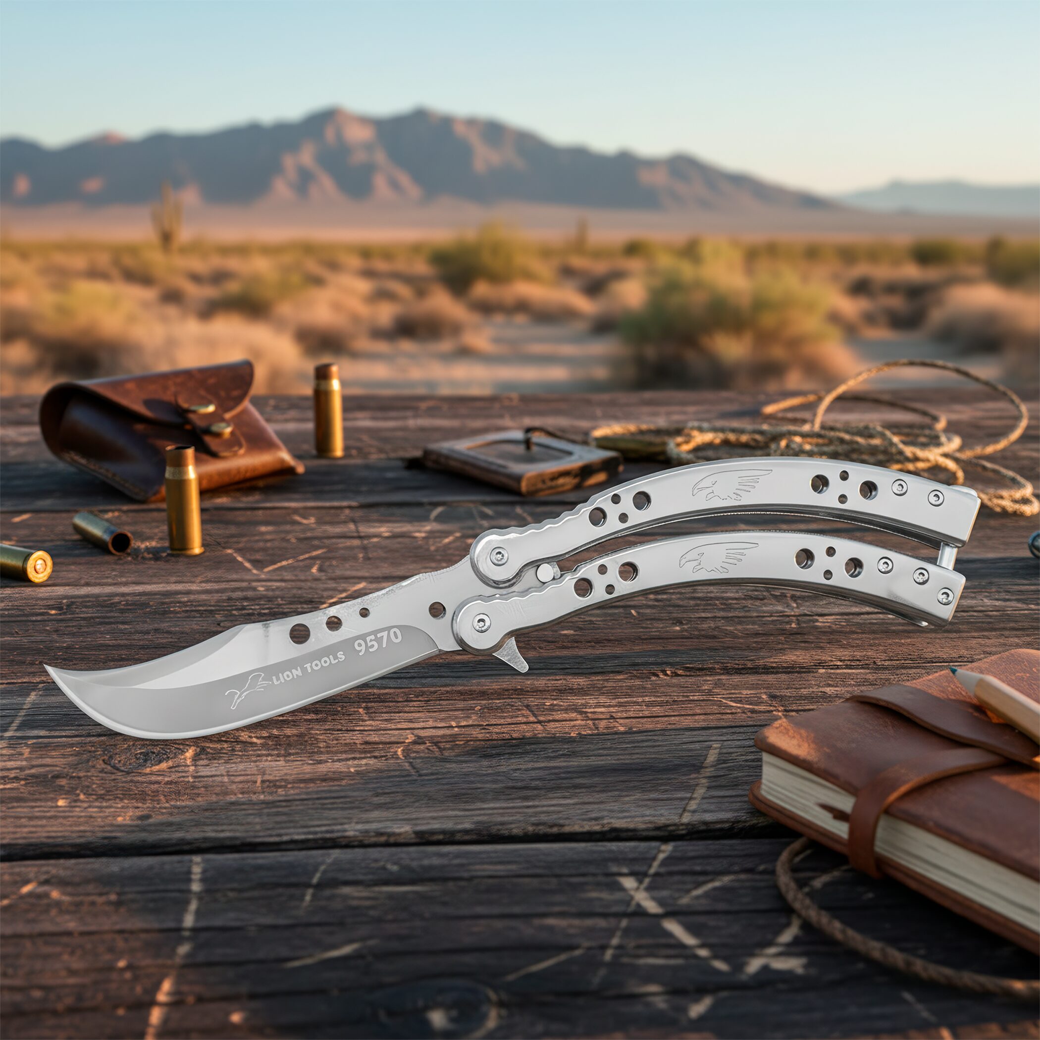 Cuchillo Navaja Mariposa Acero Lion Tools inoxidable 420 con seguro anti cierre y filo durable 9572