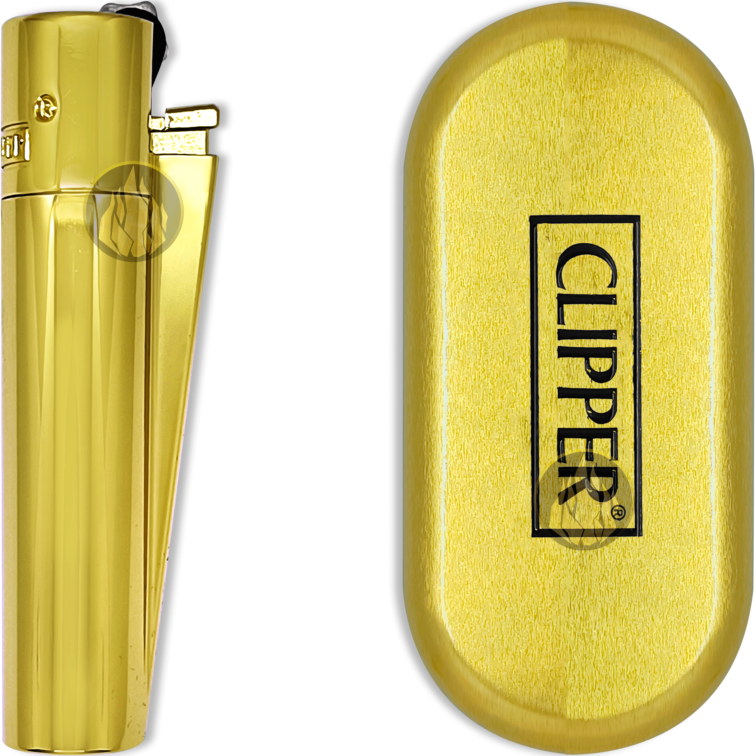 Encendedor Clipper Metal Gold recargable premium con estuche elegante