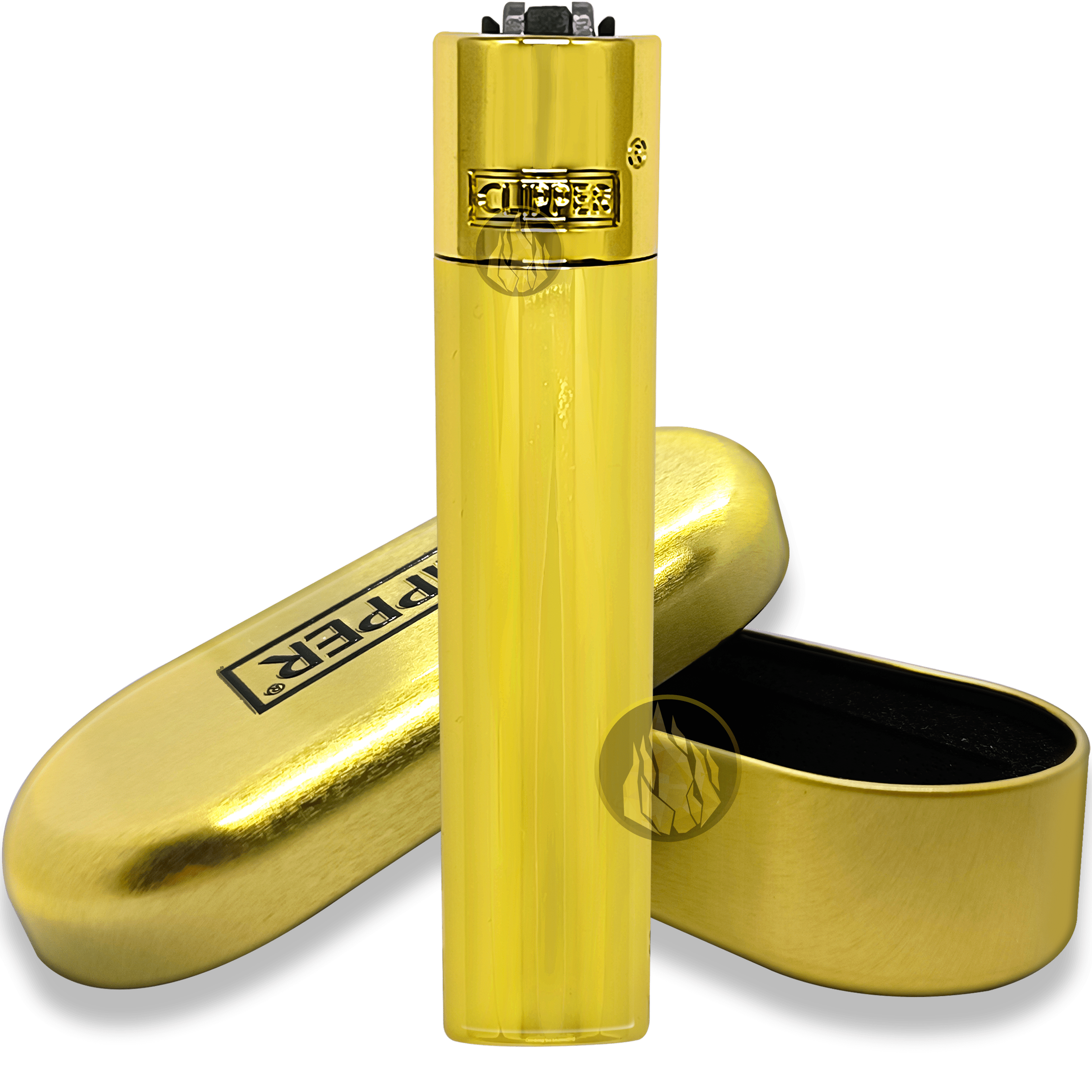 Encendedor Clipper Metal Gold recargable premium con estuche elegante