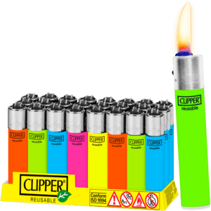 Encendedor Recargable Clipper CP21R fluo paquete 24 piezas colores fluorescentes