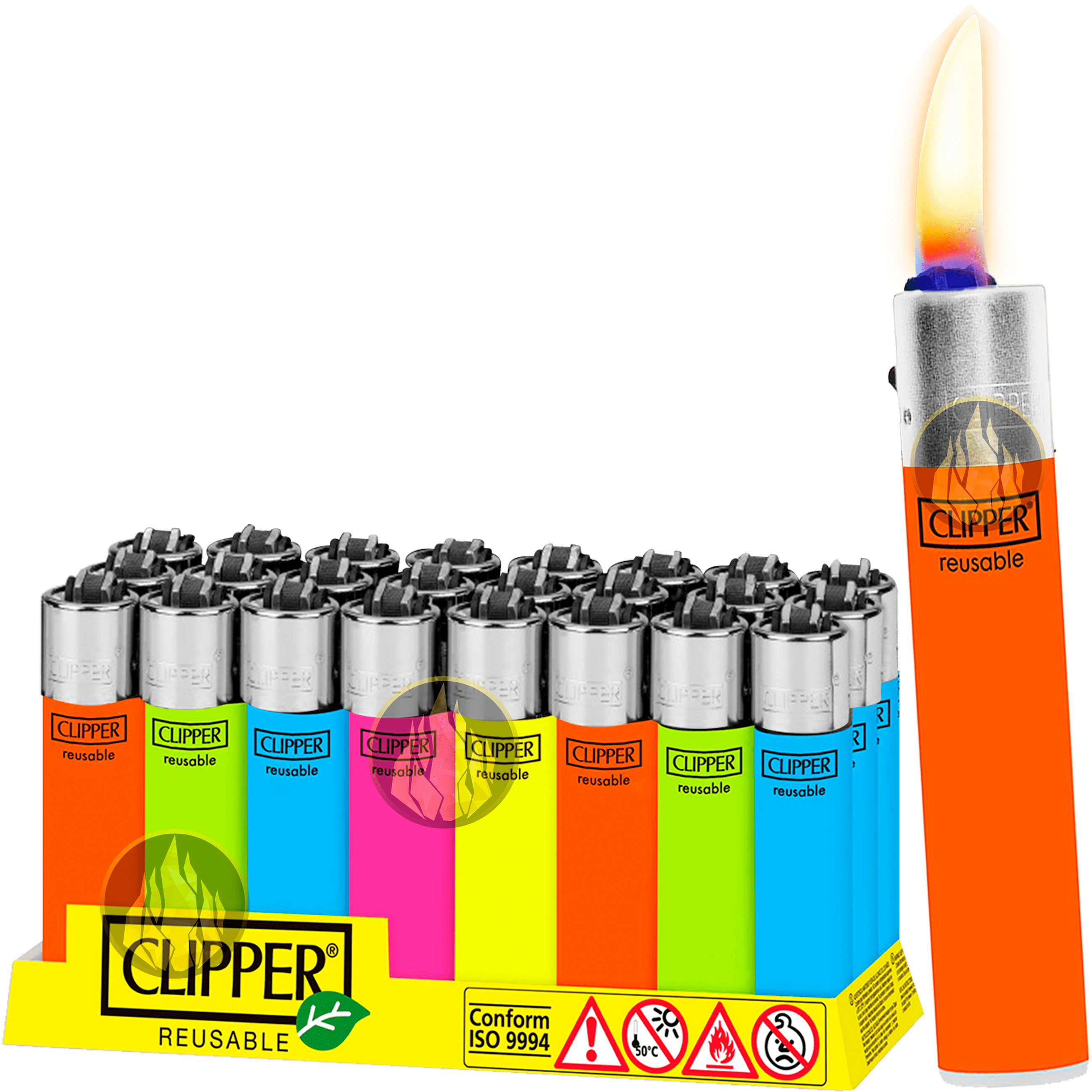 Encendedor Recargable Clipper CP22R fluo paquete 24 piezas colores fluorescentes