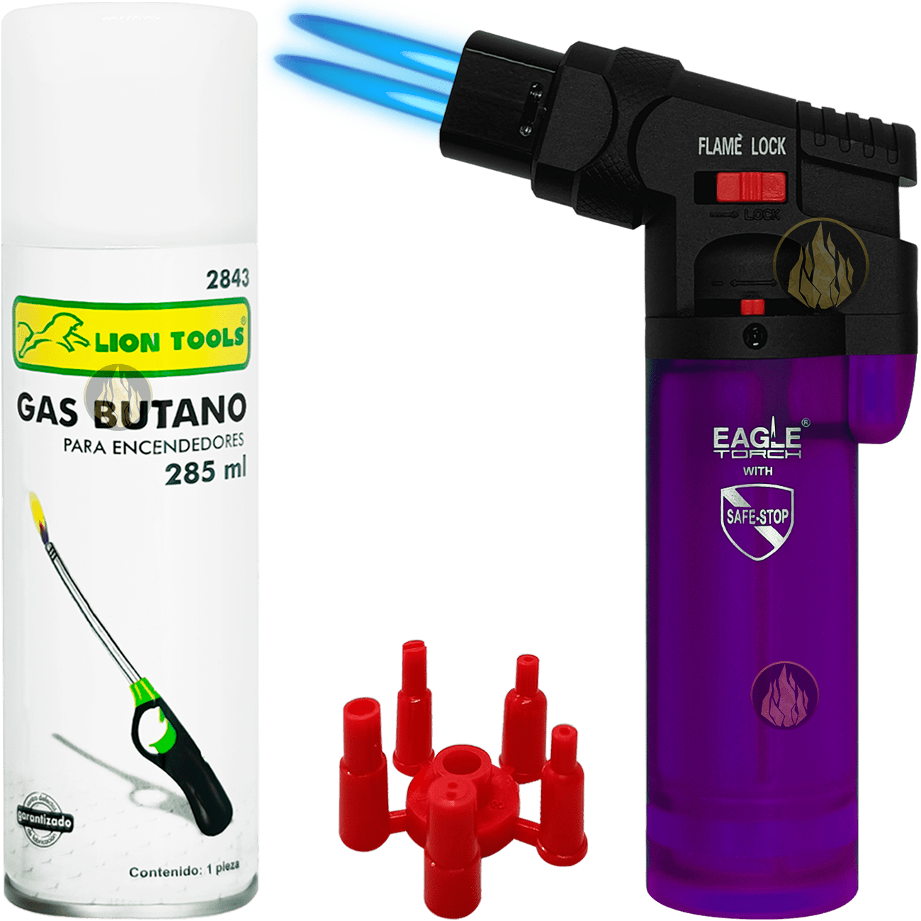 Encendedor Soplete Recargable Gas Butano Eagle Torch 2 flamas con regulador EETO2