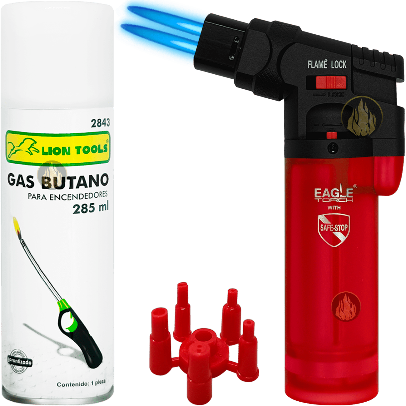 Encendedor Soplete Recargable Gas Butano Eagle Torch 2 flamas con regulador EETO2