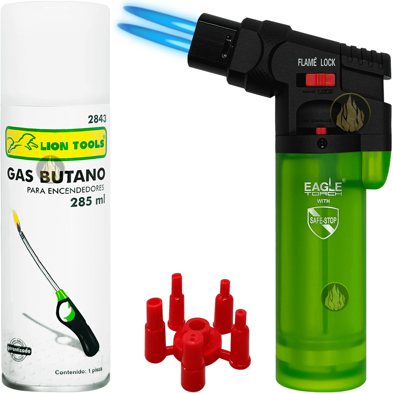 Encendedor Soplete Recargable Gas Butano Eagle Torch 2 flamas con regulador EETO2
