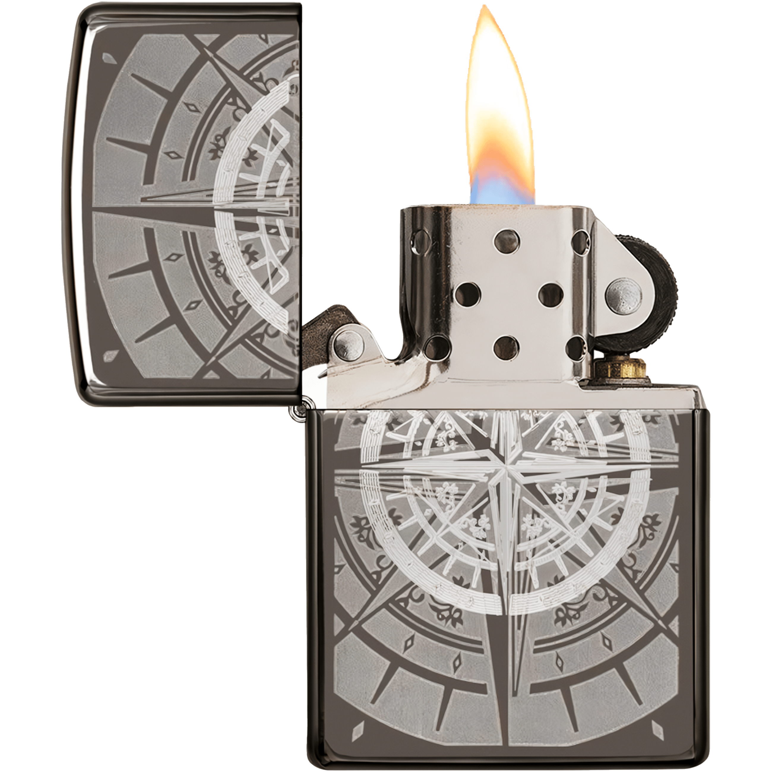 Encendedor Zippo Black Ice Brujula Zippo modelo MZ29232 acabado negro brillante