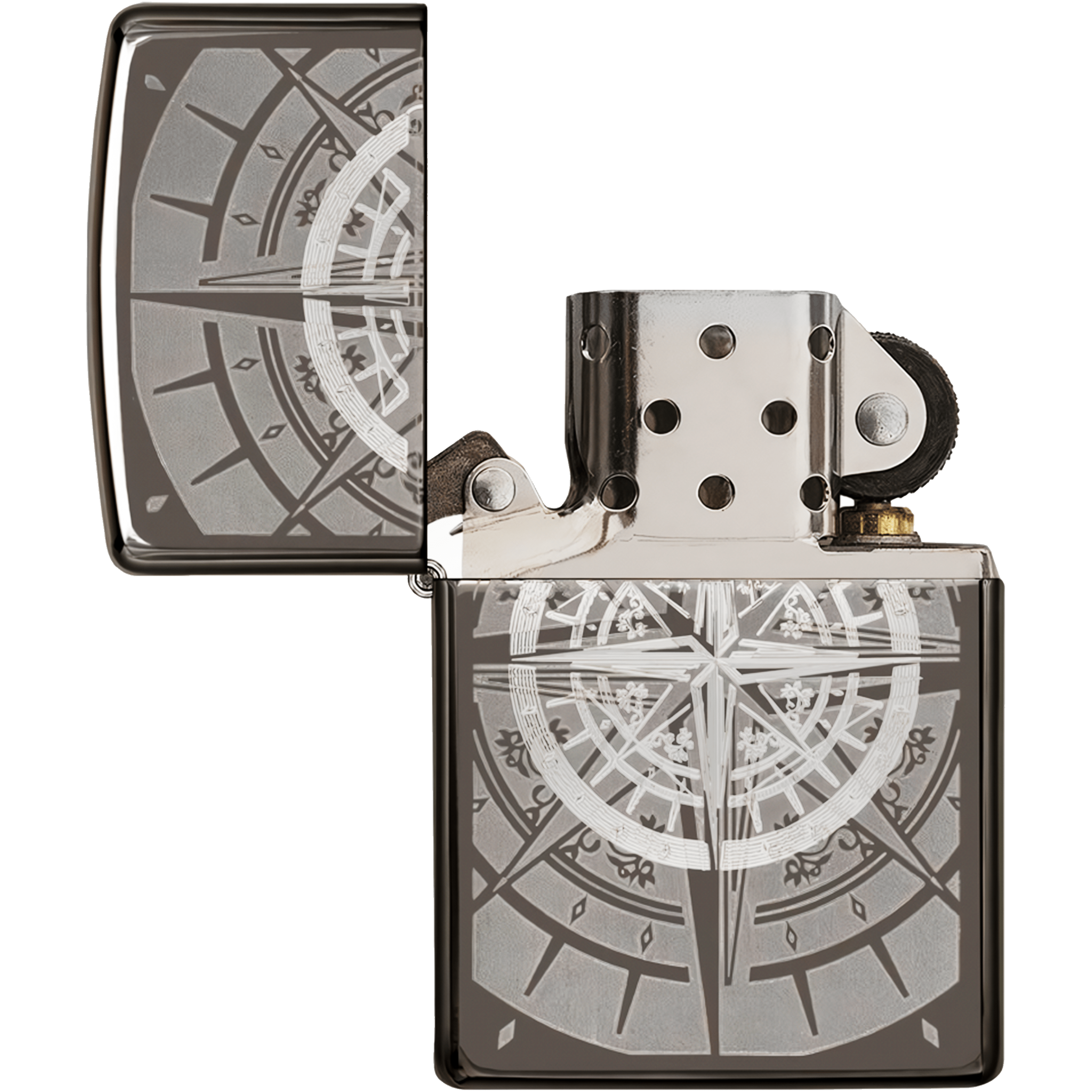 Encendedor Zippo Black Ice Brujula Zippo modelo MZ29232 acabado negro brillante