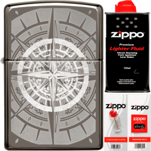 Encendedor Zippo Black Ice Brujula Zippo modelo MZ29232 acabado negro brillante