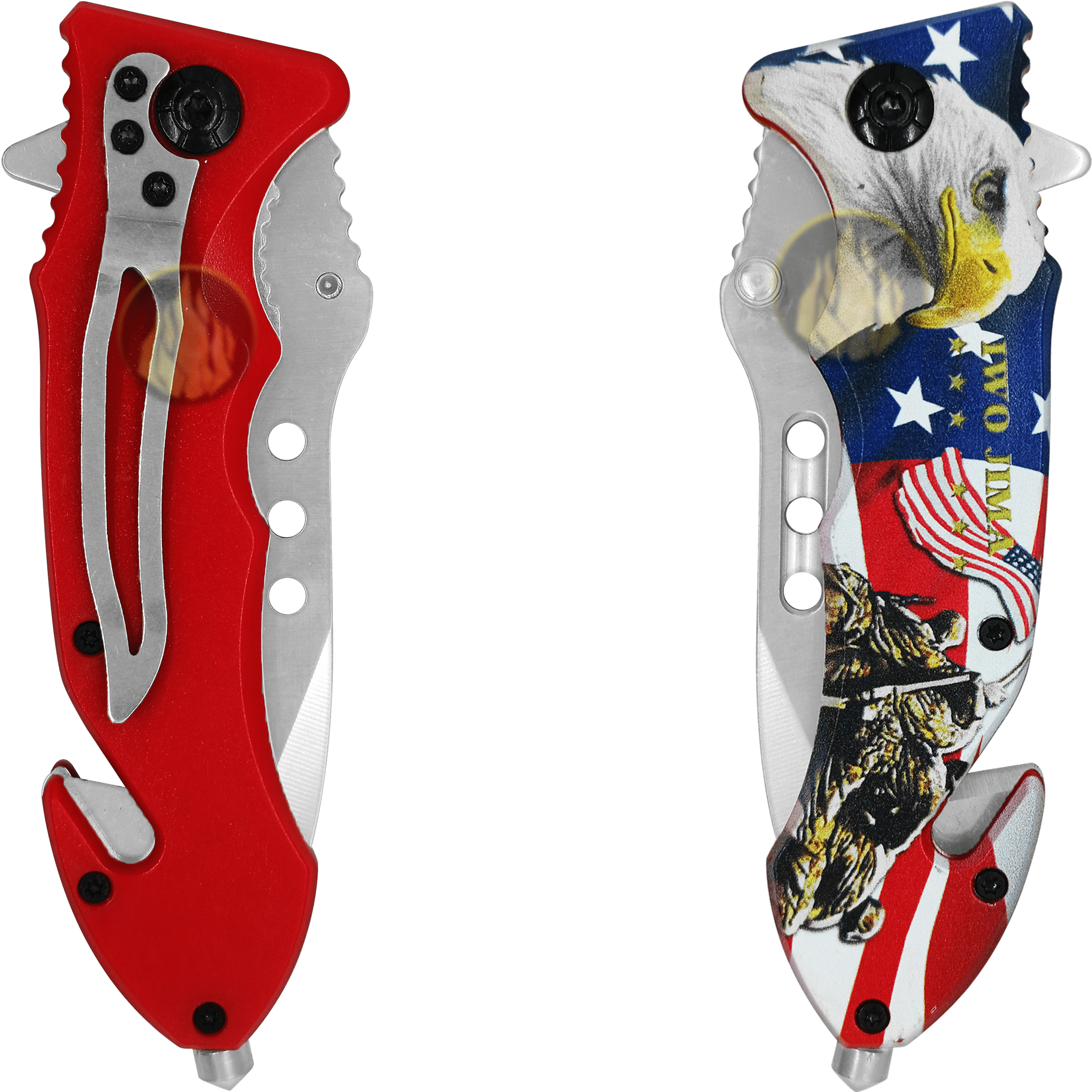 Navaja Automatica Militar Rompe Vidrios Navaja cerrada Lion Tools con corta cinturón y hoja de acero inoxidable 420 8572