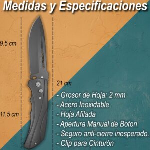 Navaja Automática Tactica Lion Tools modelo 7080 hoja afilada 9.5 cm medidas