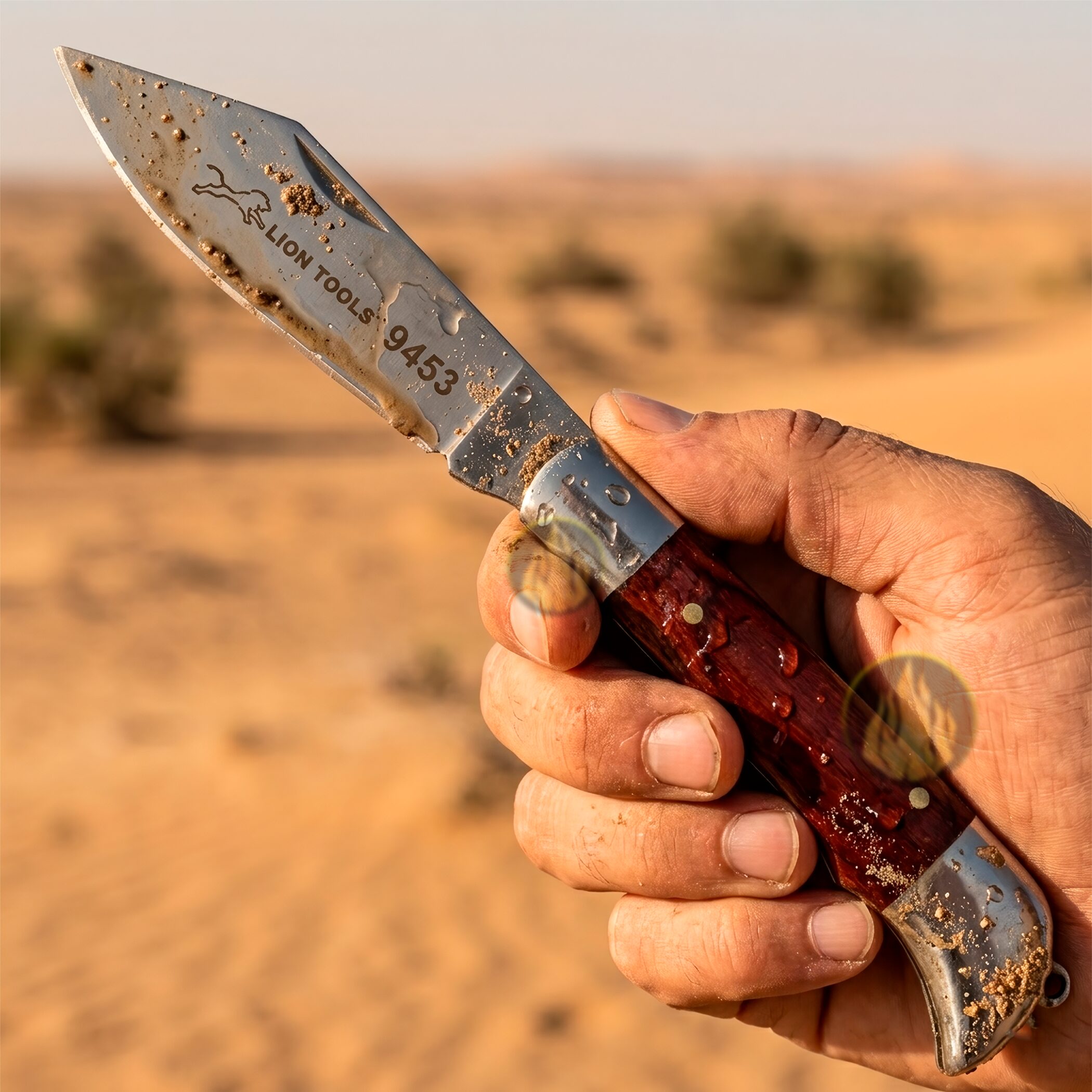 Navaja Cachas De Madera Lion Tools acero inoxidable 420 uso rudo 9453 navaja sucia en el desierto