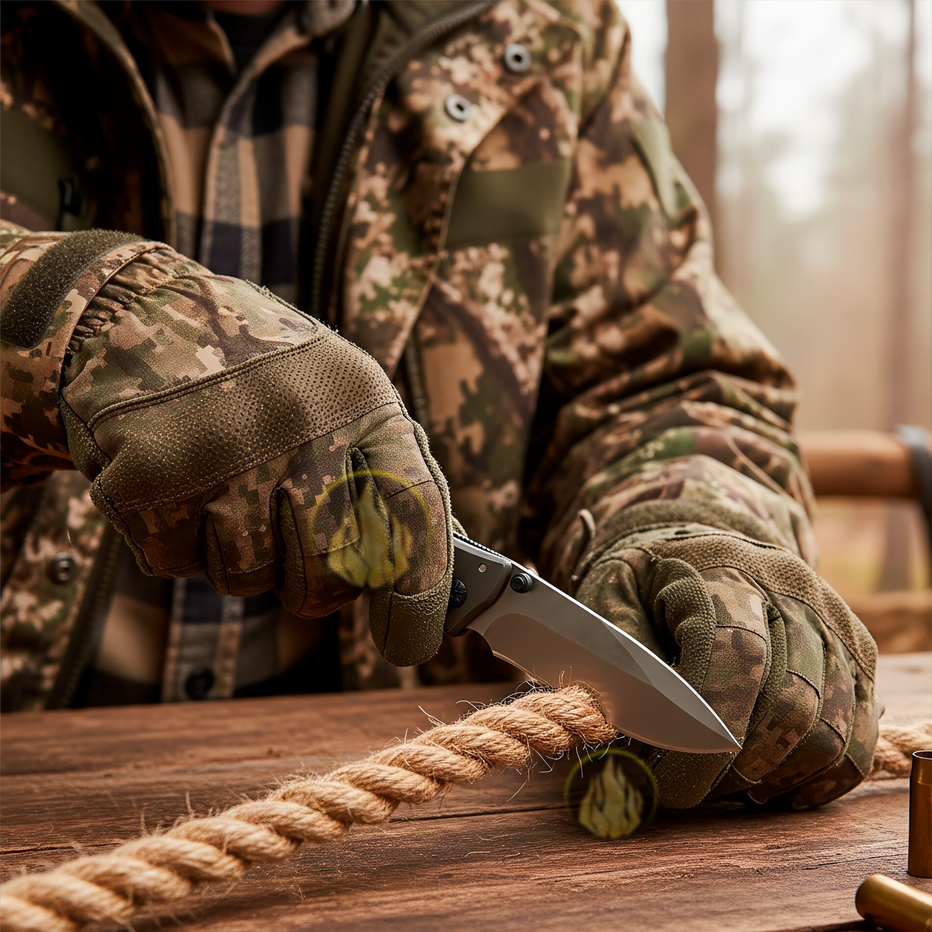 Navaja Cachas De Madera Lion Tools acero inoxidable 420 con clip uso rudo cortando cuerda