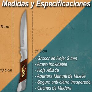 Navaja Cachas De Madera Medidas Lion Tools modelo 9509 con hoja afilada para actividades al aire libre