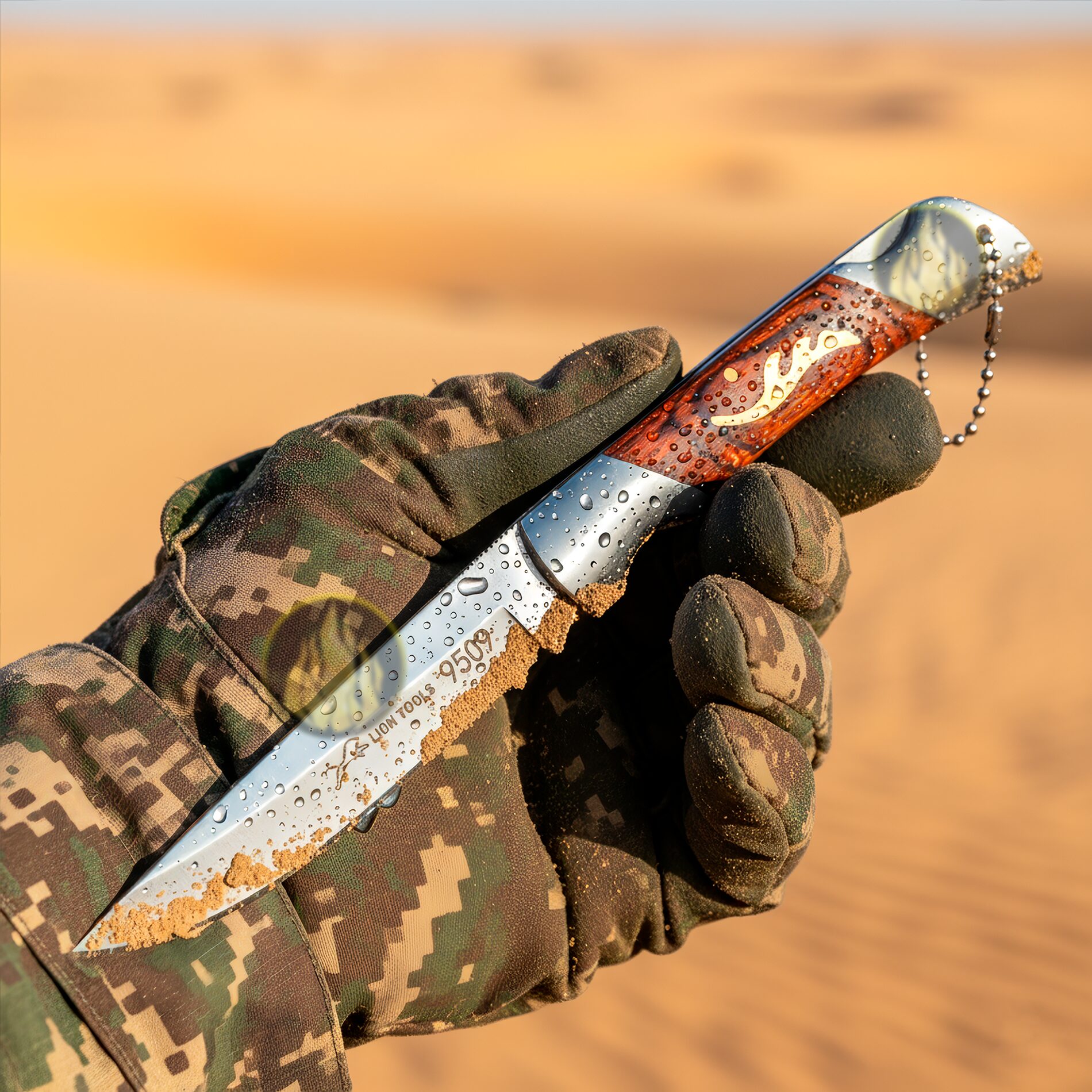 Navaja Cachas De Madera Usada en un desierto Lion Tools modelo 9509 con hoja afilada para actividades al aire libre