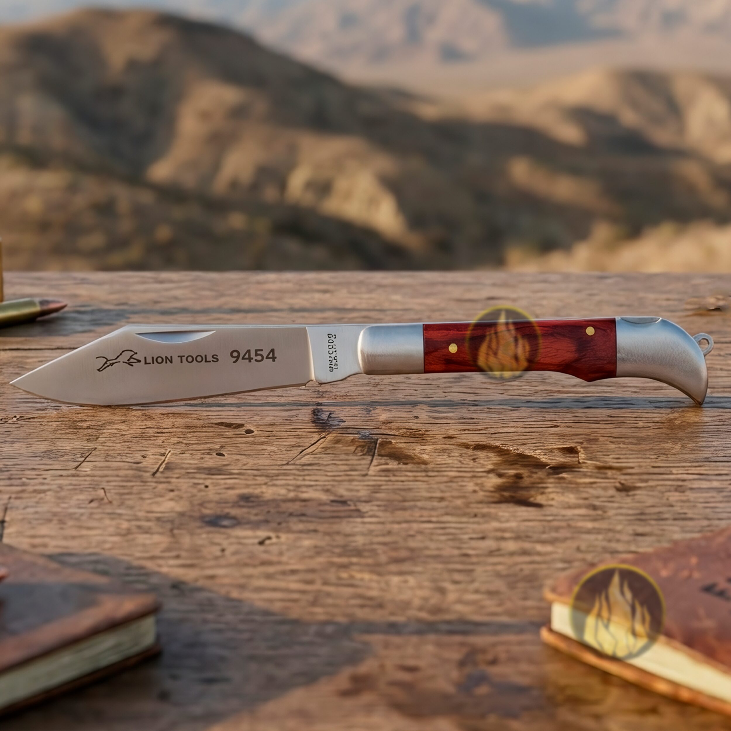 Navaja Cachas de Madera marca Lion Tools acero inoxidable 420 hoja afilada 7 cm mango madera apertura manual sistema pistón seguro navaja EDC bolsillo con bandola llavero 9454