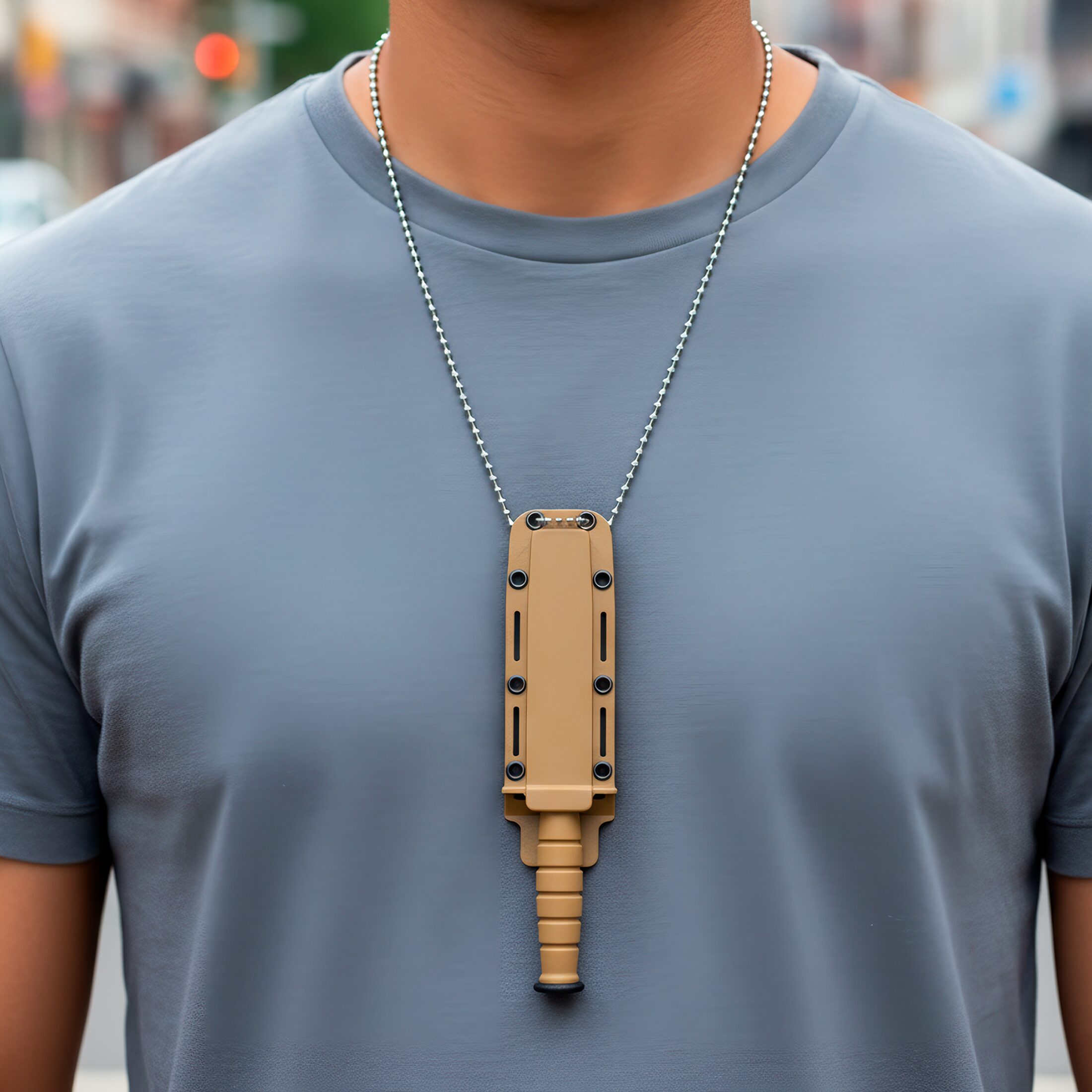 Navaja Cuchillo Mini Daga Oculta colagada en el cuello Lion Tools de acero inoxidable 420 con funda tipo collar militar 9422