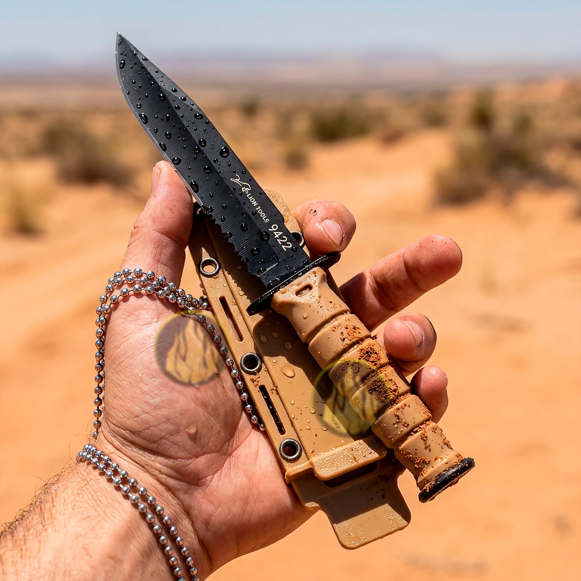 Navaja Cuchillo Mini Daga Oculta en Uso en el desierto Lion Tools de acero inoxidable 420 con funda tipo collar militar 9422