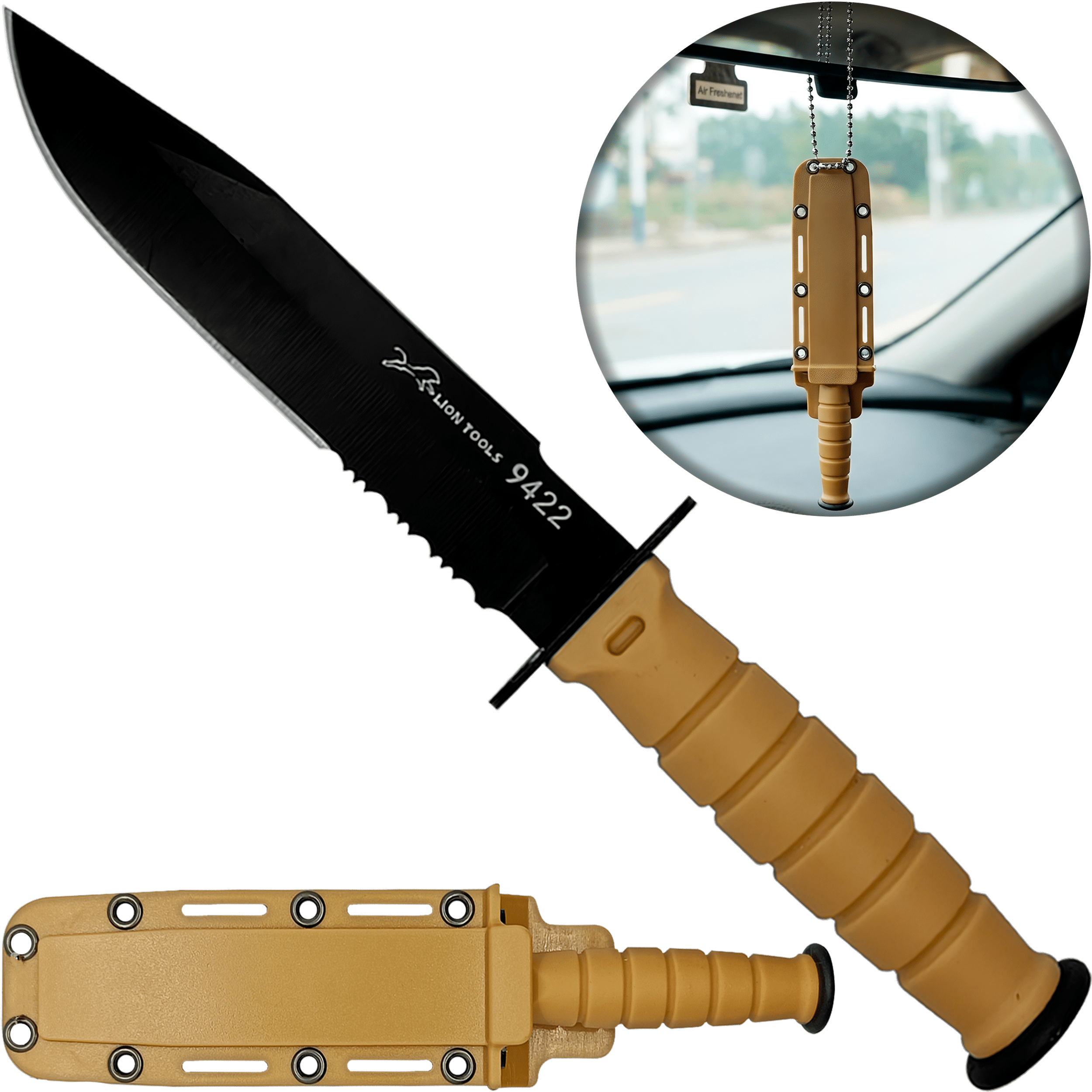 Navaja Cuchillo Mini Daga Oculta portada Lion Tools de acero inoxidable 420 con funda tipo collar militar 9422