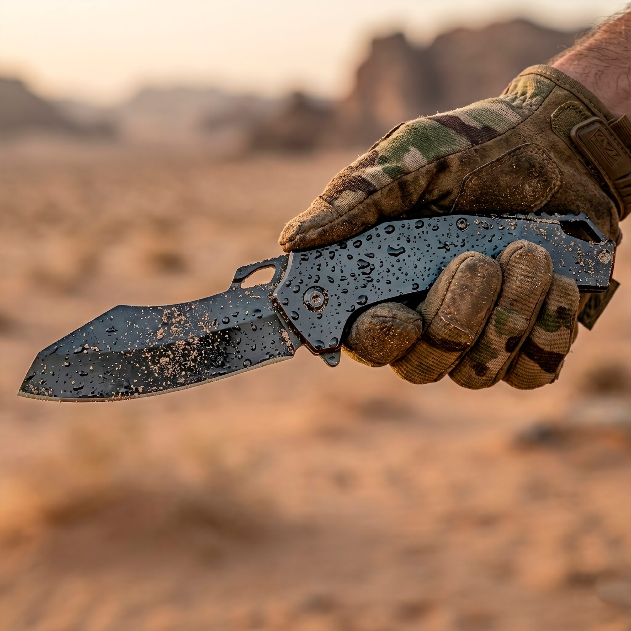 Navaja De Titanio Automatica sujetada con tierra Razor Tactical acero titanio cromado uso rudo