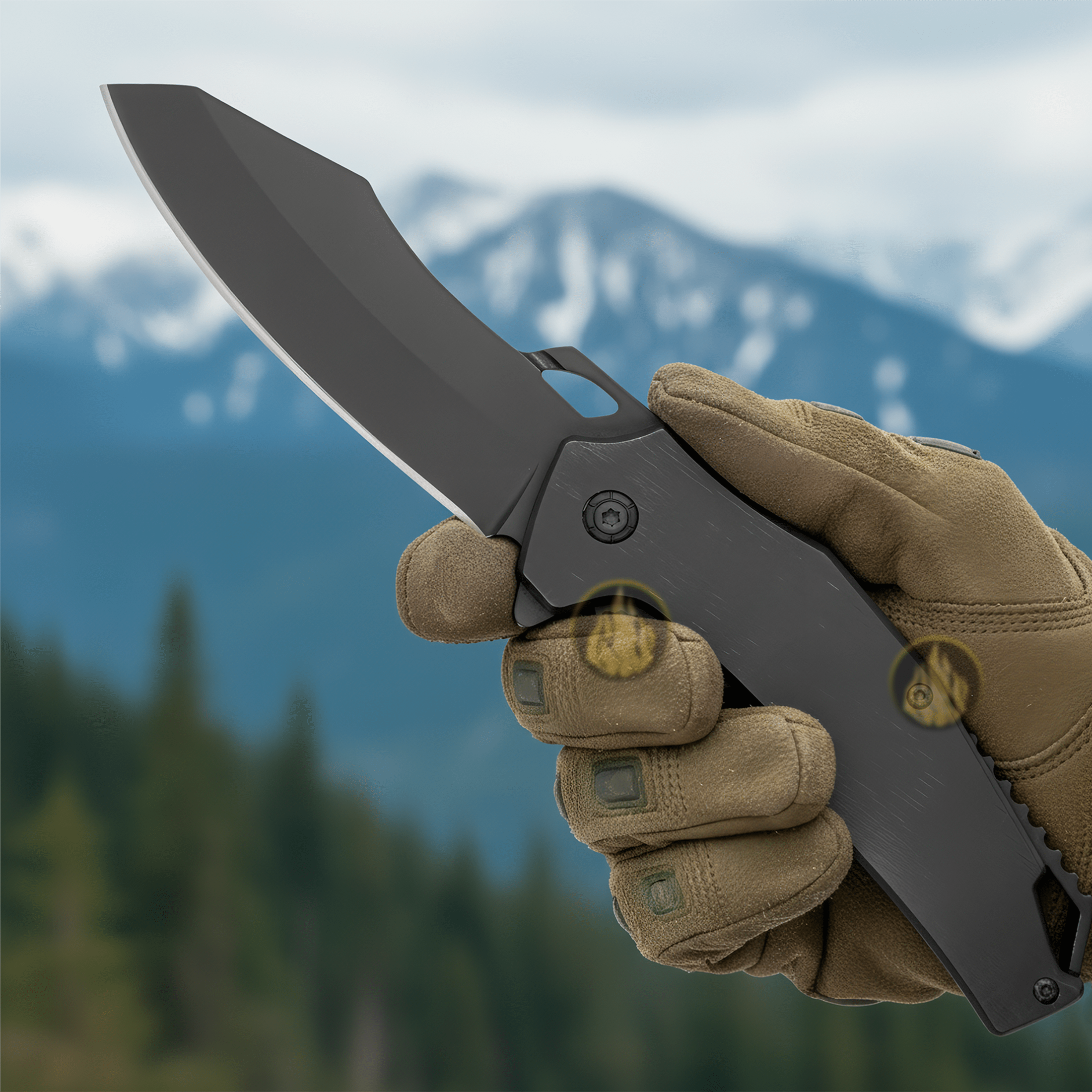 Navaja De Titanio Automatica sujetada con la mano Razor Tactical acero titanio cromado uso rudo