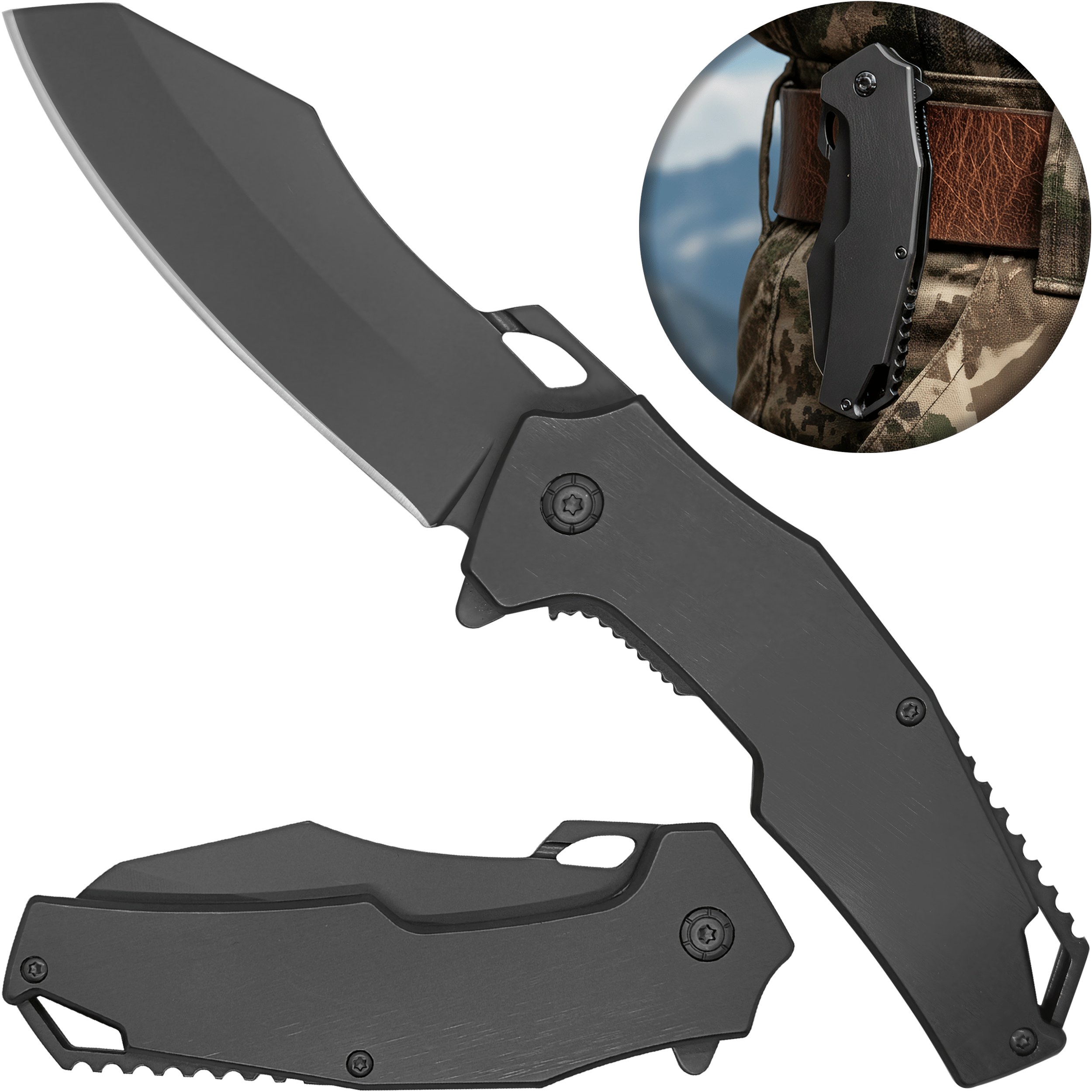 Navaja De Titanio Automatica portada Razor Tactical acero titanio cromado uso rudo