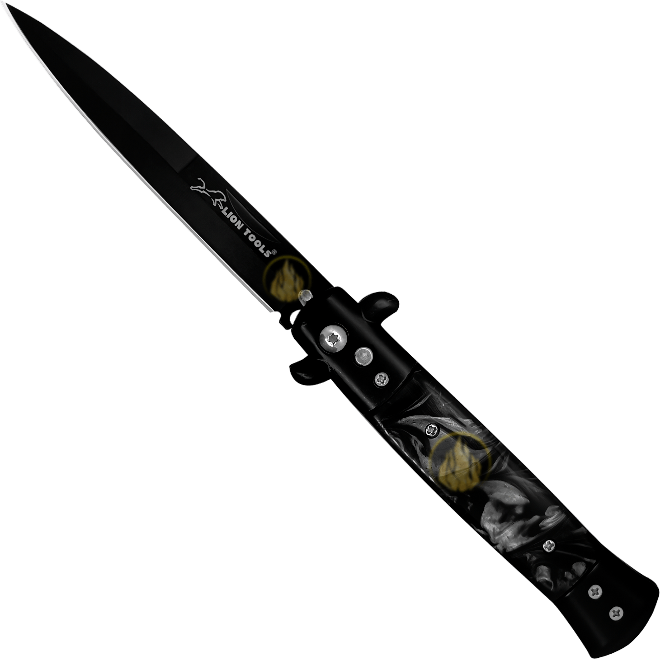 Navaja Stiletto Clásica Automática Lion Tools con apertura de botón y hoja de acero inoxidable 440 7084