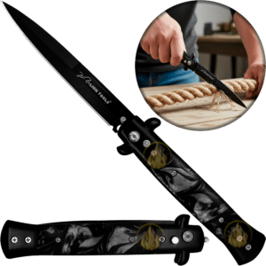 Navaja Stiletto Clásica Automática Lion Tools con apertura de botón y hoja de acero inoxidable 440 7084