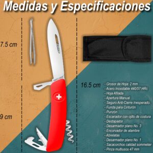Navaja Swiza 6 Herramientas D03 Allmatt acero inoxidable 440 con funda nylon OGG-NV03-R medidas