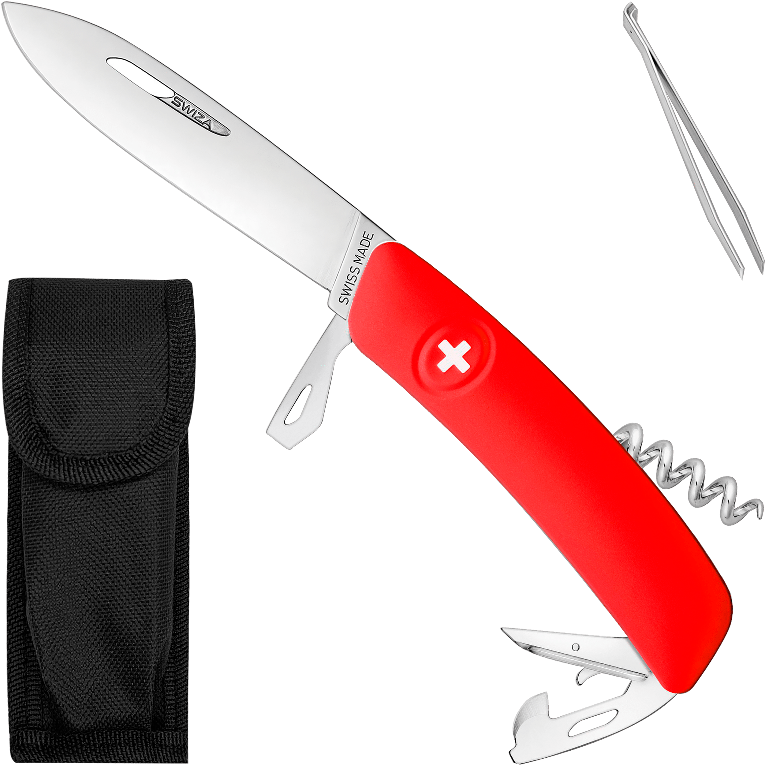 Navaja Swiza 6 Herramientas D03 Allmatt acero inoxidable 440 con funda nylon OGG-NV03-R Abierta