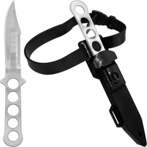 Cuchillo Buceo Táctico Con Funda Blades USA modelo MD-1BS con hoja de acero inoxidable y diseño táctico profesional