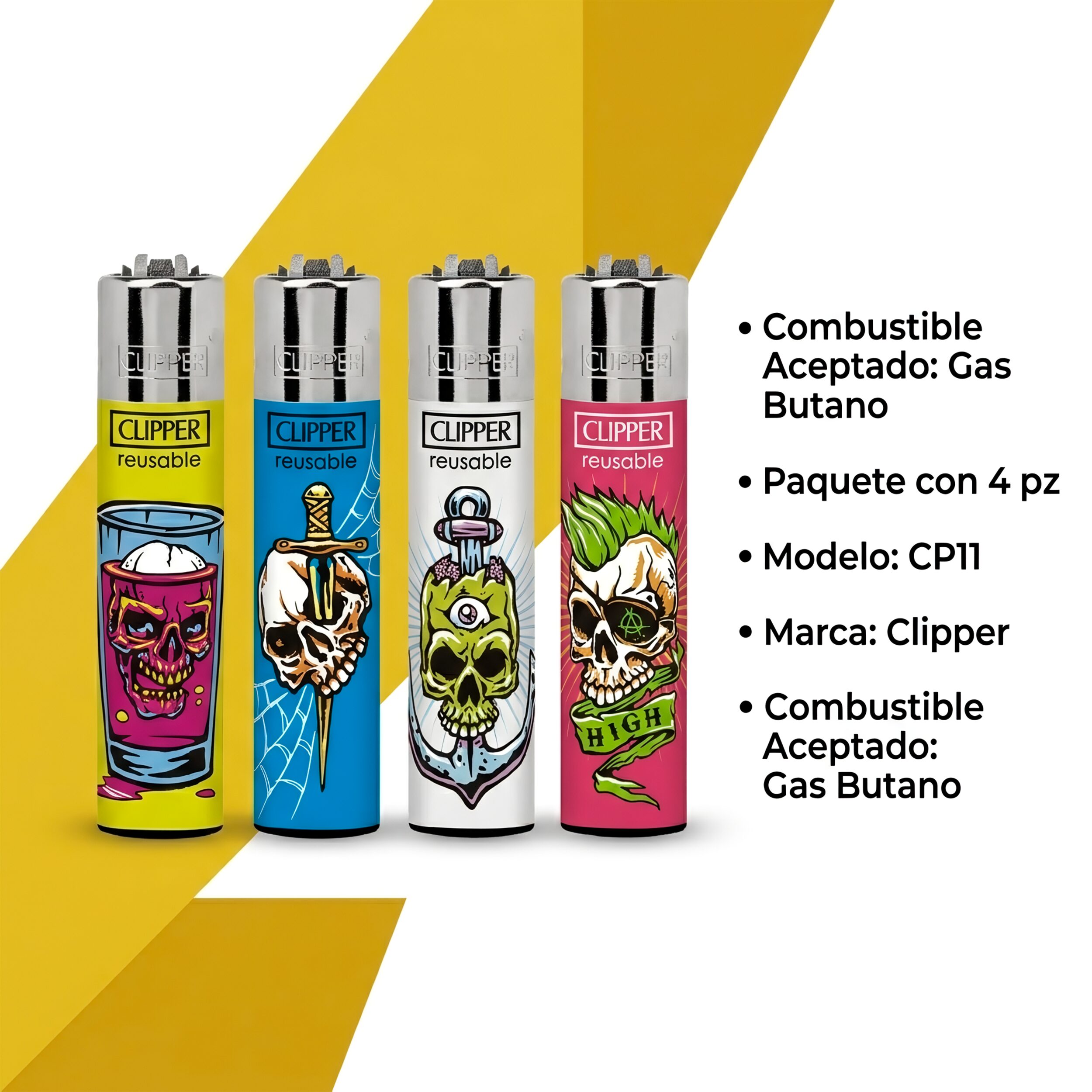 Encendedor Clipper Recargable Butano CP11 plástico encendido de piedra
