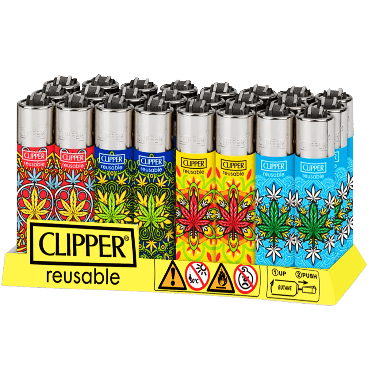Encendedor Recargable Clipper High Mandalas paquete 24 piezas diseños coloridos